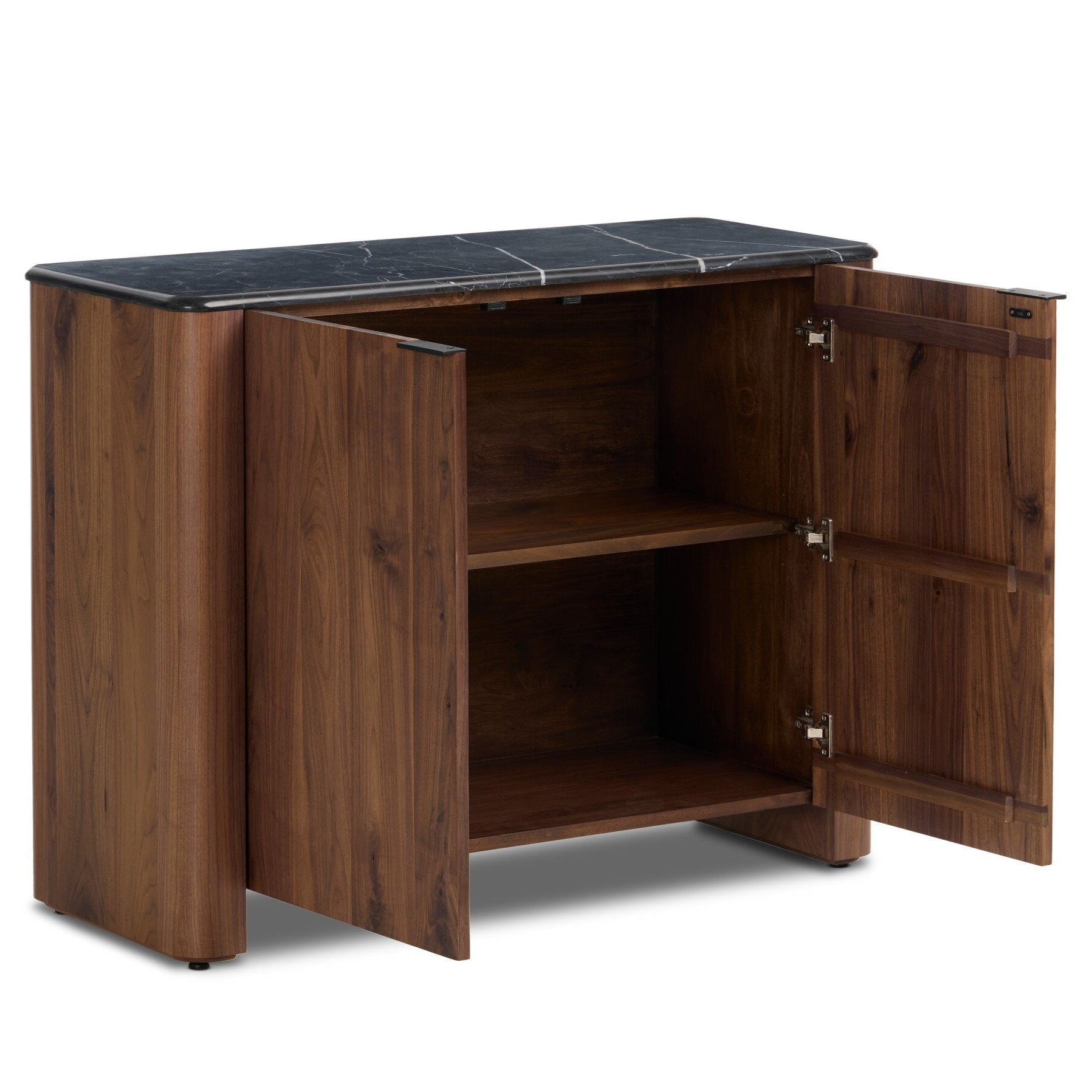 Four Hands Tatum Walnut Natural Small Cabinet shown open