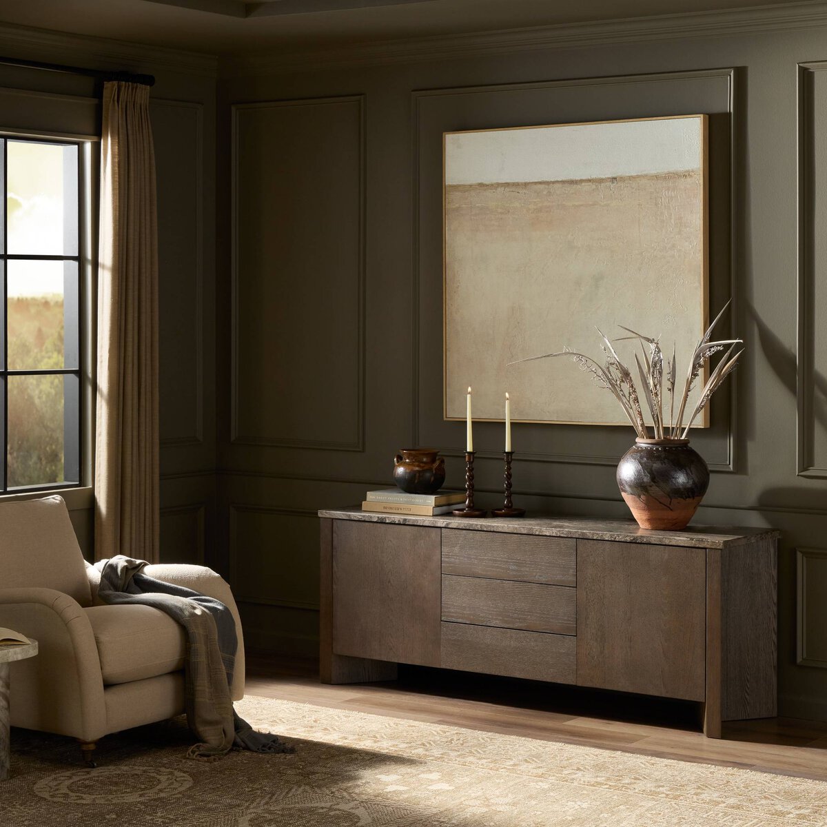 Four Hands Lawson Brown Oak Veneer Media Console