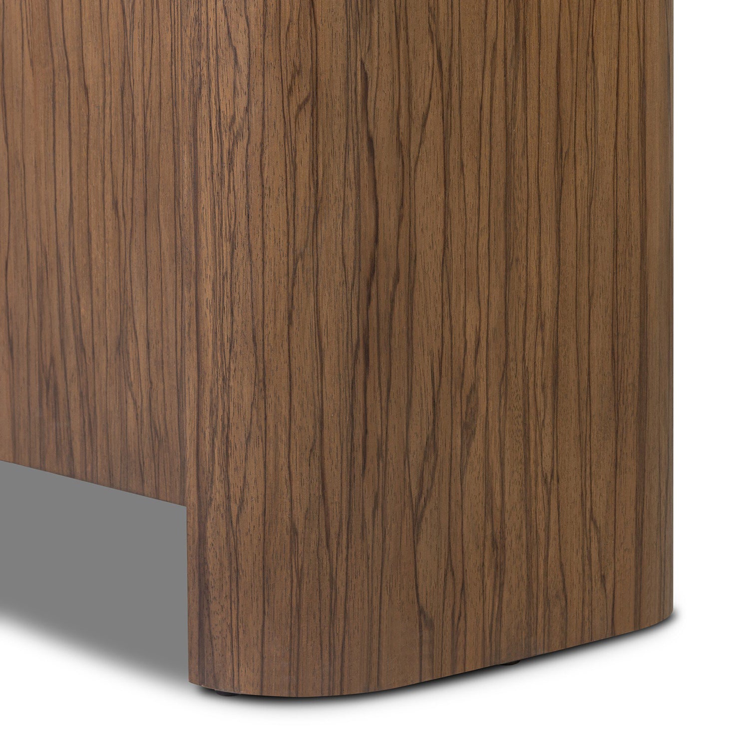 Four Hands Limba Bookcase in medium brown limba veneer, close-up detail of wood grain, view 4