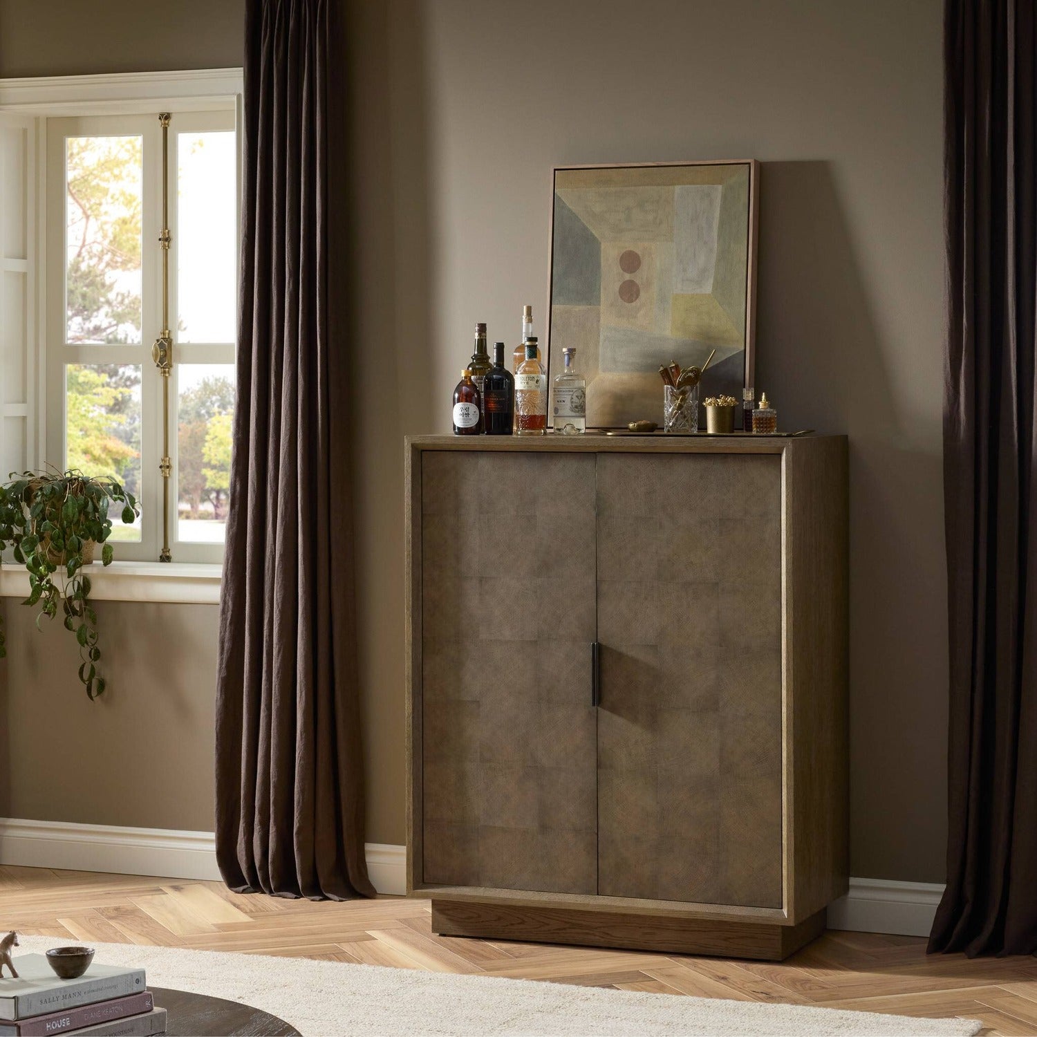 Four Hands Salta Brown Oak Bar Cabinet