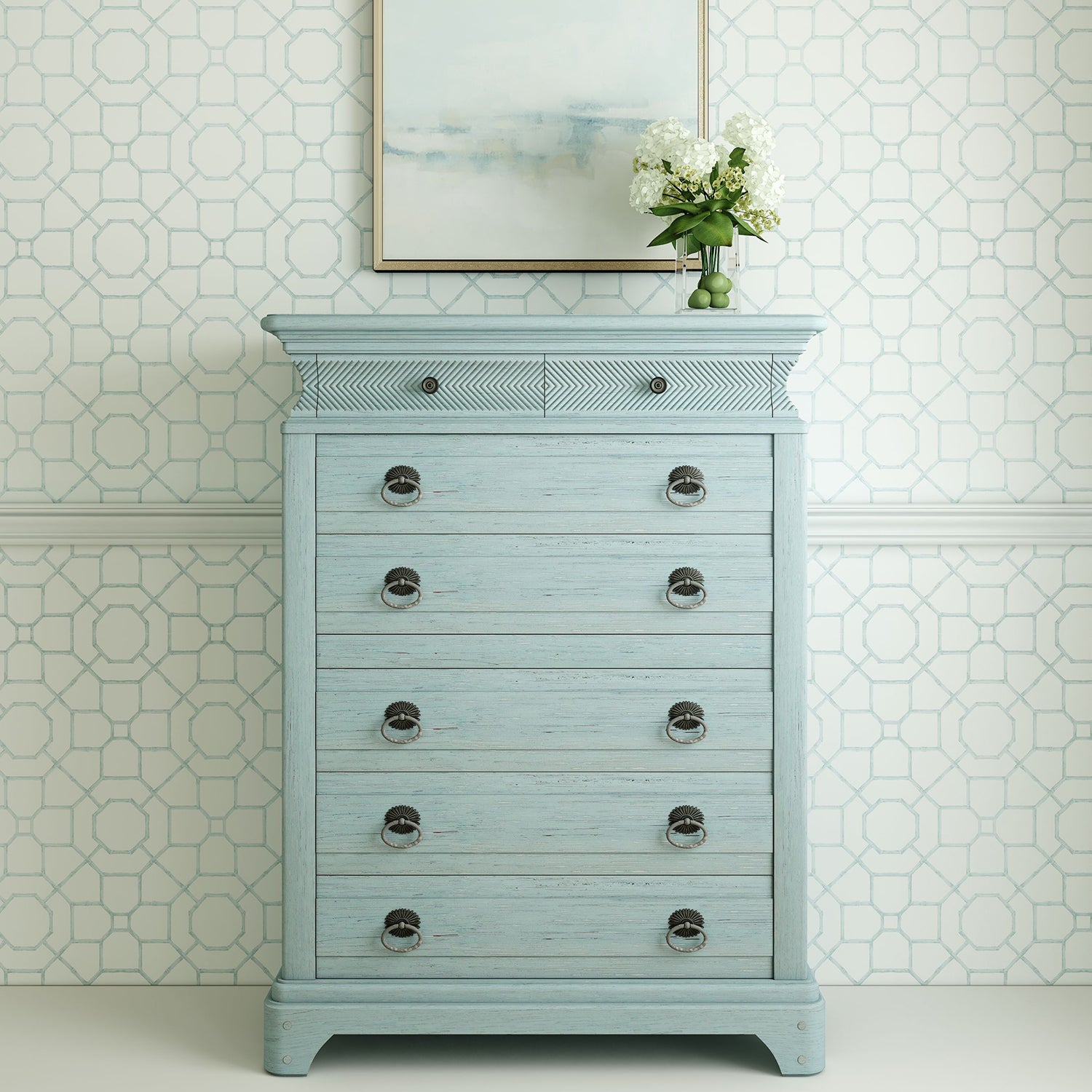 A.R.T. Furniture Summer Creek Shutter Blue 8 Drawer Chest