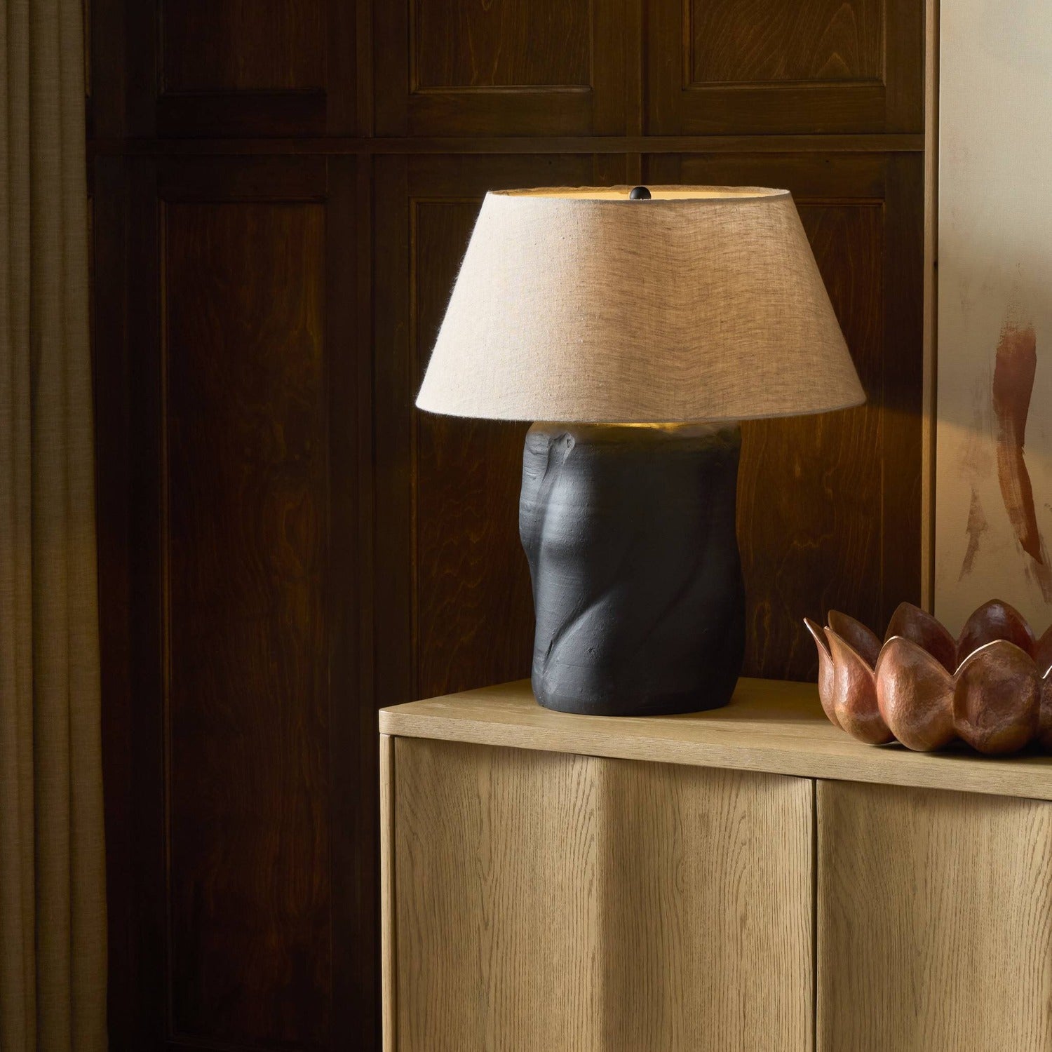 Four Hands Bomba Aged Black Terracotta Table Lamp