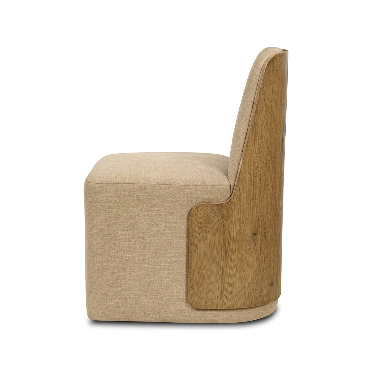 Four Hands Hemphill Dining Chair Set of 2 in Laughlin Natural with smoked oak back, side profile view
