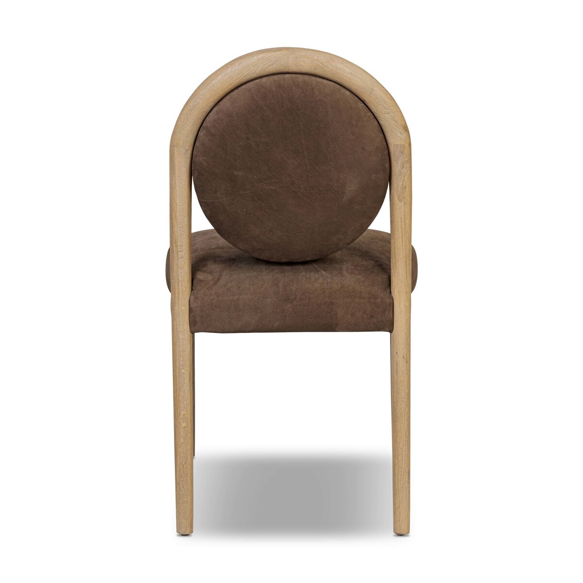 Four Hands Prentiss Dining Chair in nubuck cigar leather, back view