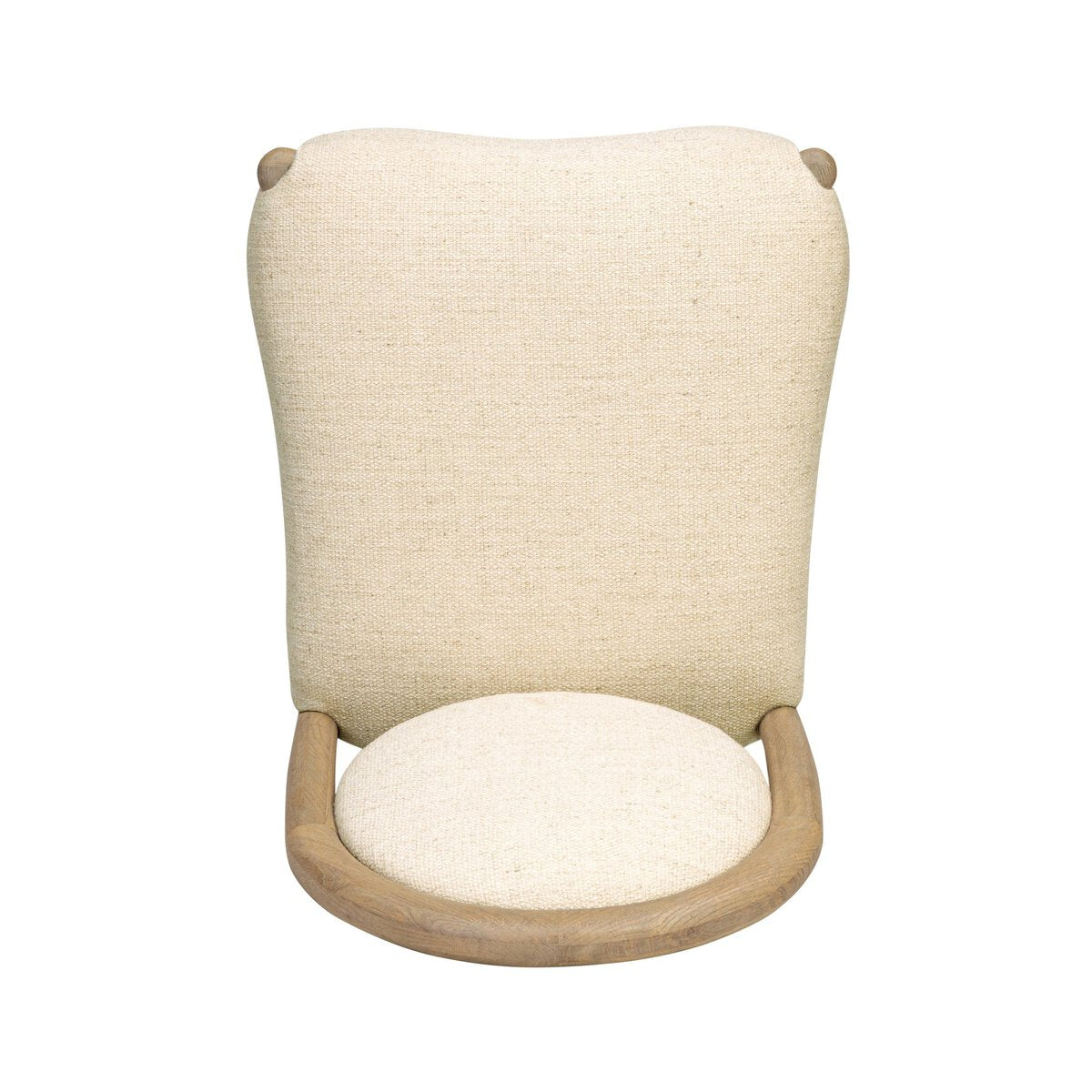 Four Hands Prentiss Thames Cream Dining Chair Set of 2 on drifted oak, top-down seat view