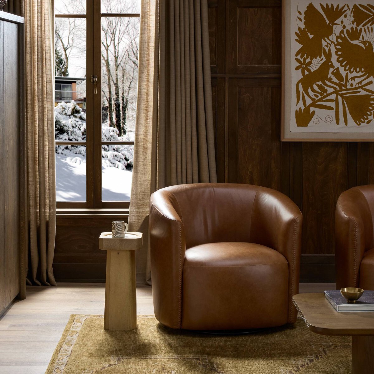 Four Hands Salena Sonoma Chestnut Swivel Chair