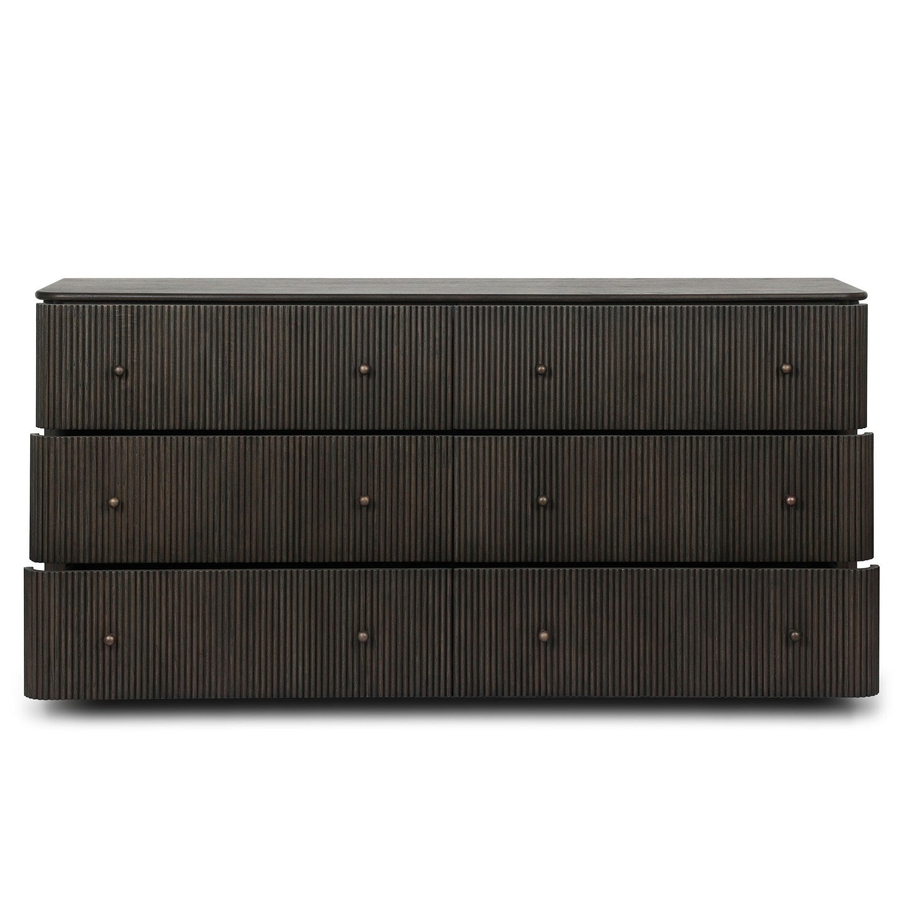 Four Hands Ona Smoked Black Mindi 6-Drawer Dresser - shown open 2