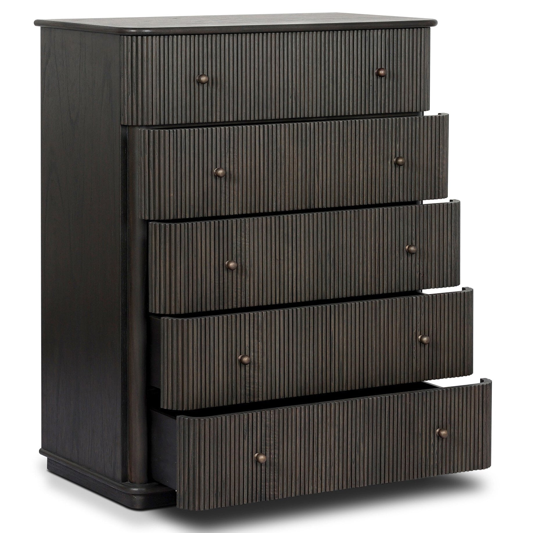 Four Hands Ona Smoked Black Mindi Tall Dresser - shown open