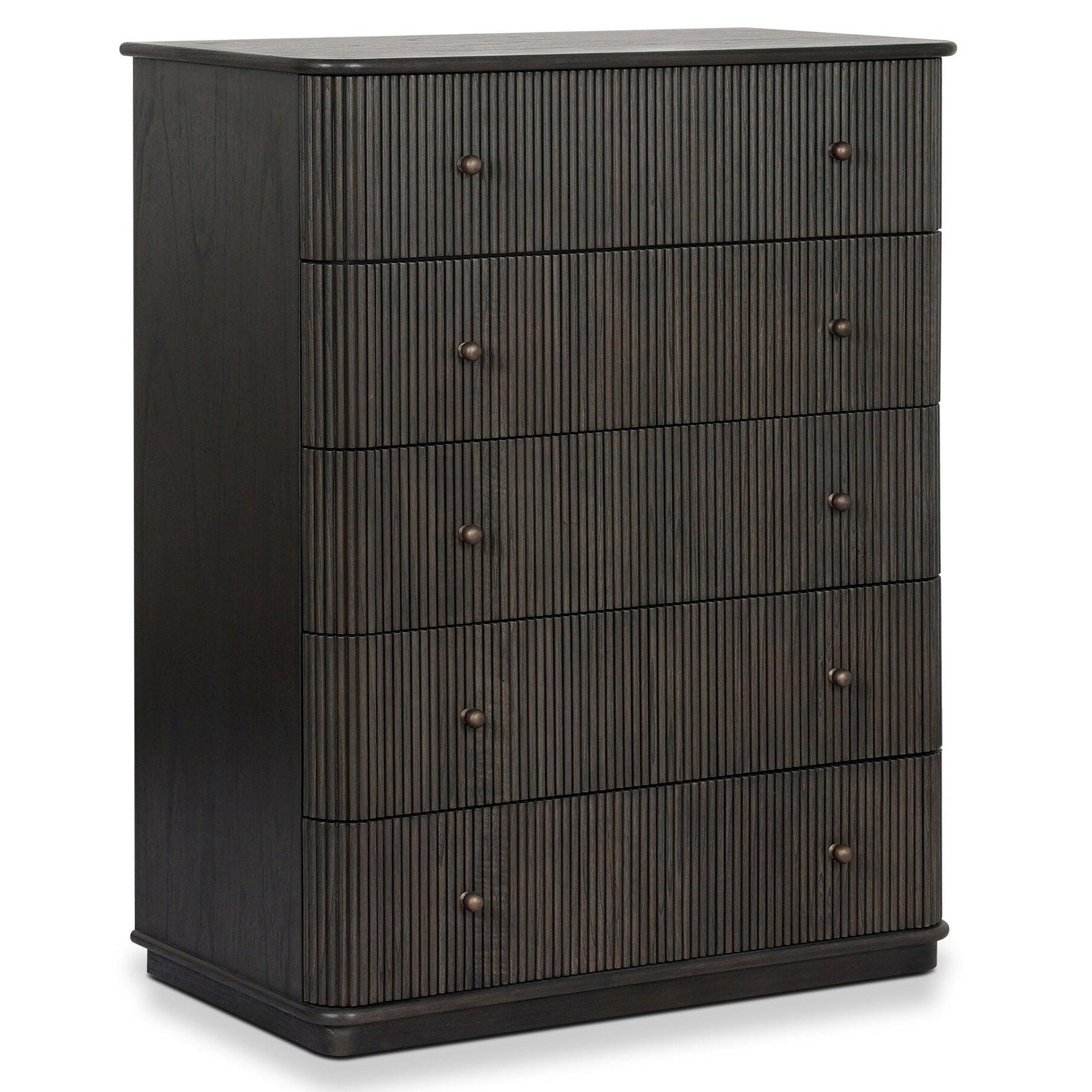 Four Hands Ona Smoked Black Mindi Tall Dresser - styled view