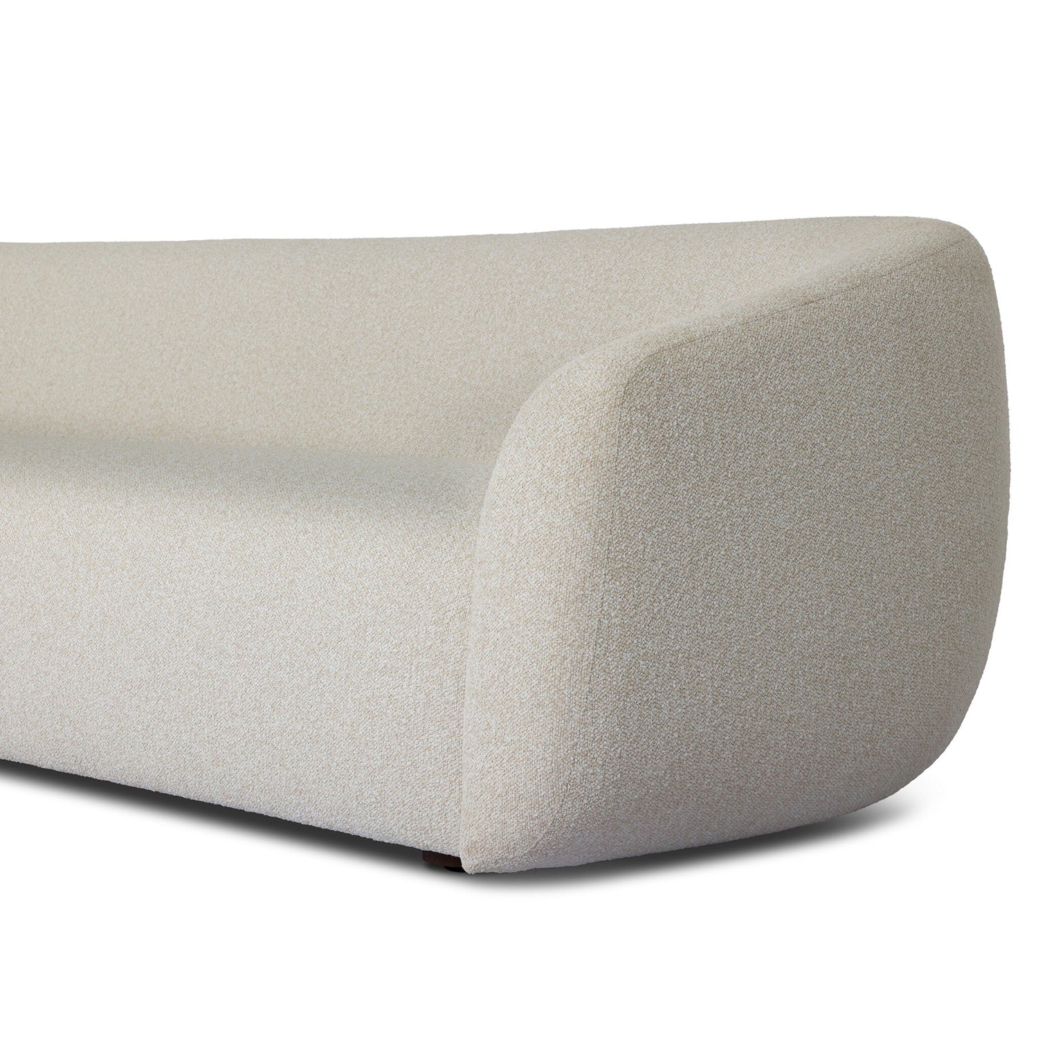 Four Hands Channing Outdoor 100in Sofa in Jasper Natural outdoor boucle, close-up detail of boucle upholstery, view 4