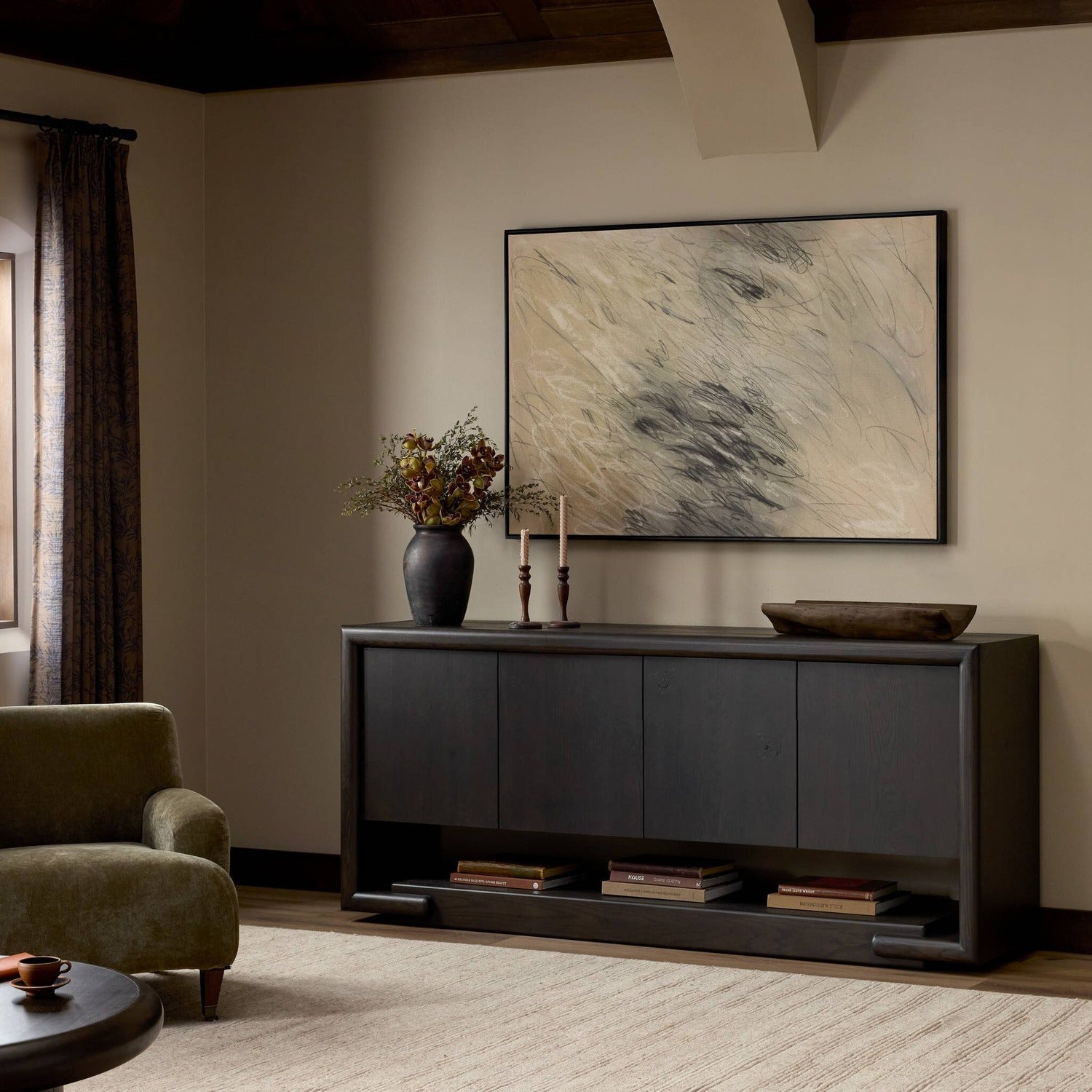 Four Hands Zaki Smoked Black Sideboard