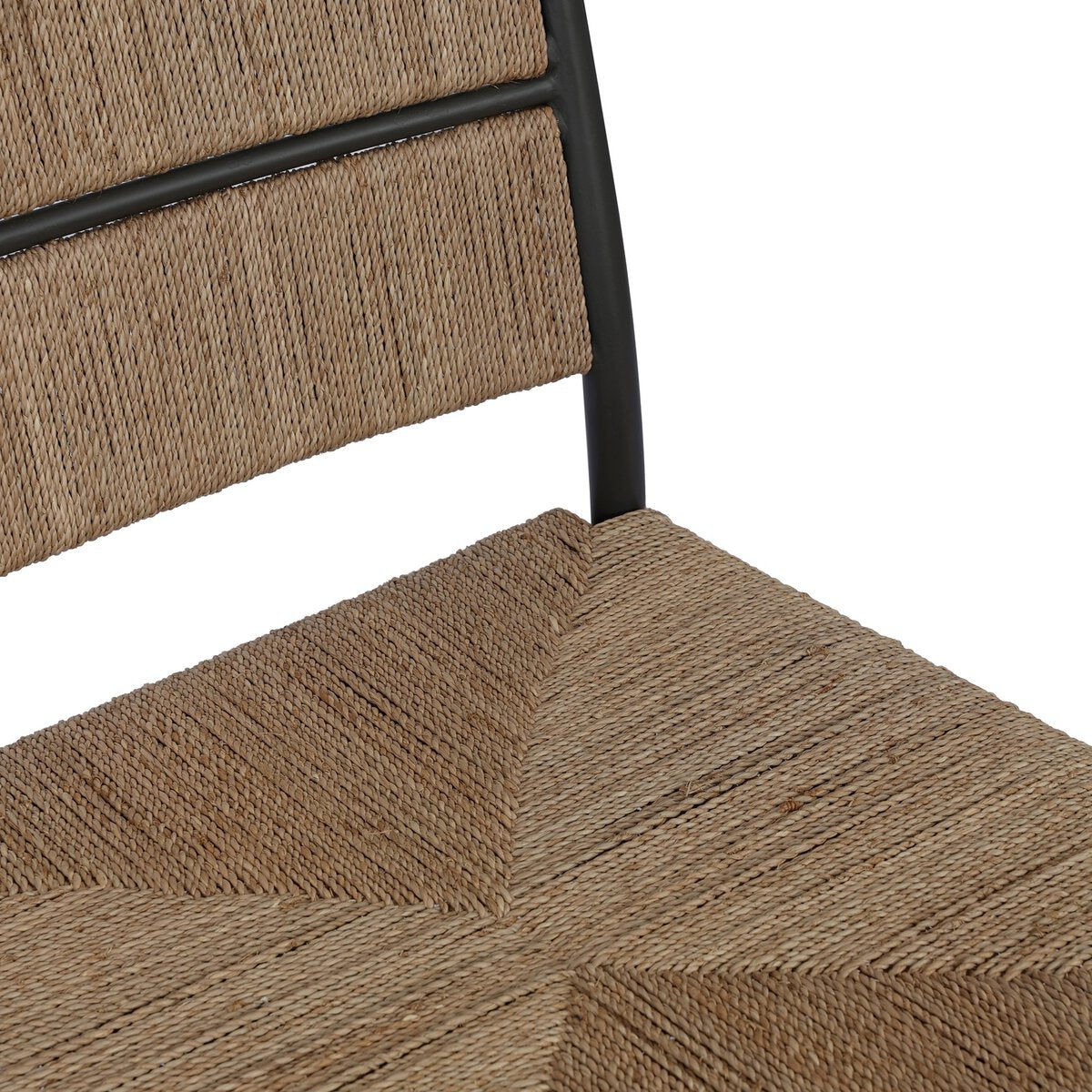 Four Hands Beryl Dining Chair Set of 2 in natural agel on gunmetal steel, close-up detail of channeled back, view 3