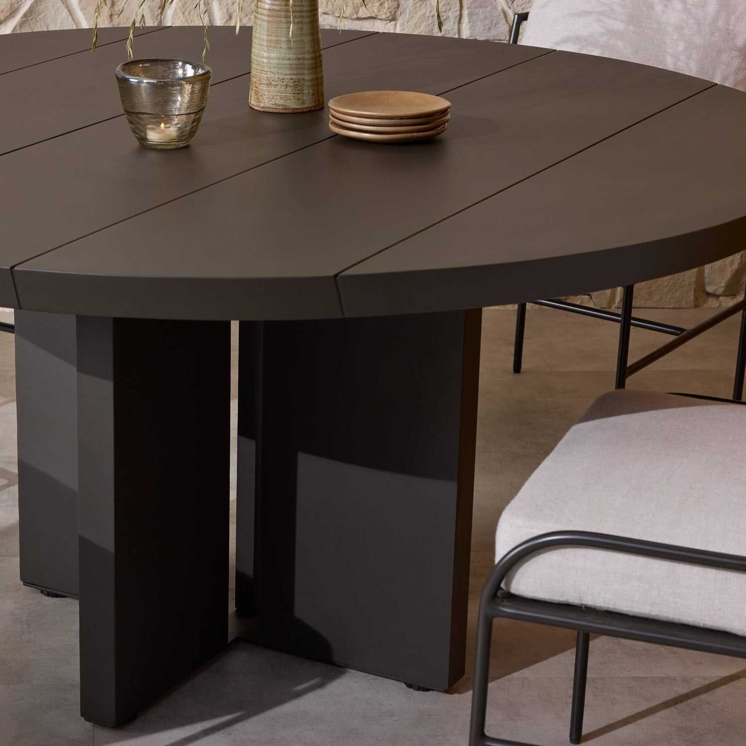 Four Hands Ernest Bronze 60in Outdoor Metal Dining Table