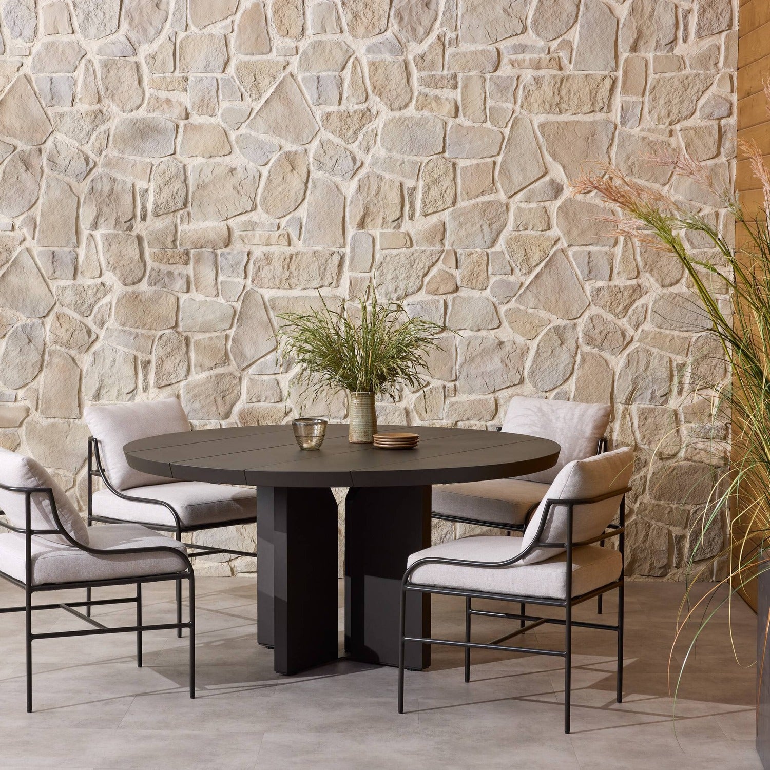 Four Hands Ernest Bronze 60in Outdoor Metal Dining Table