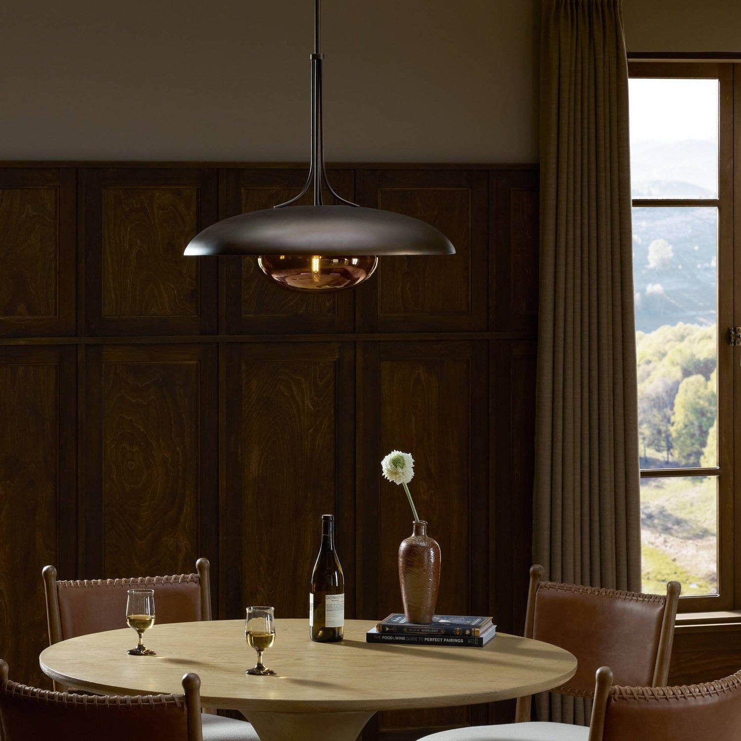 Four Hands Broma Smoked Brown Glass Pendant