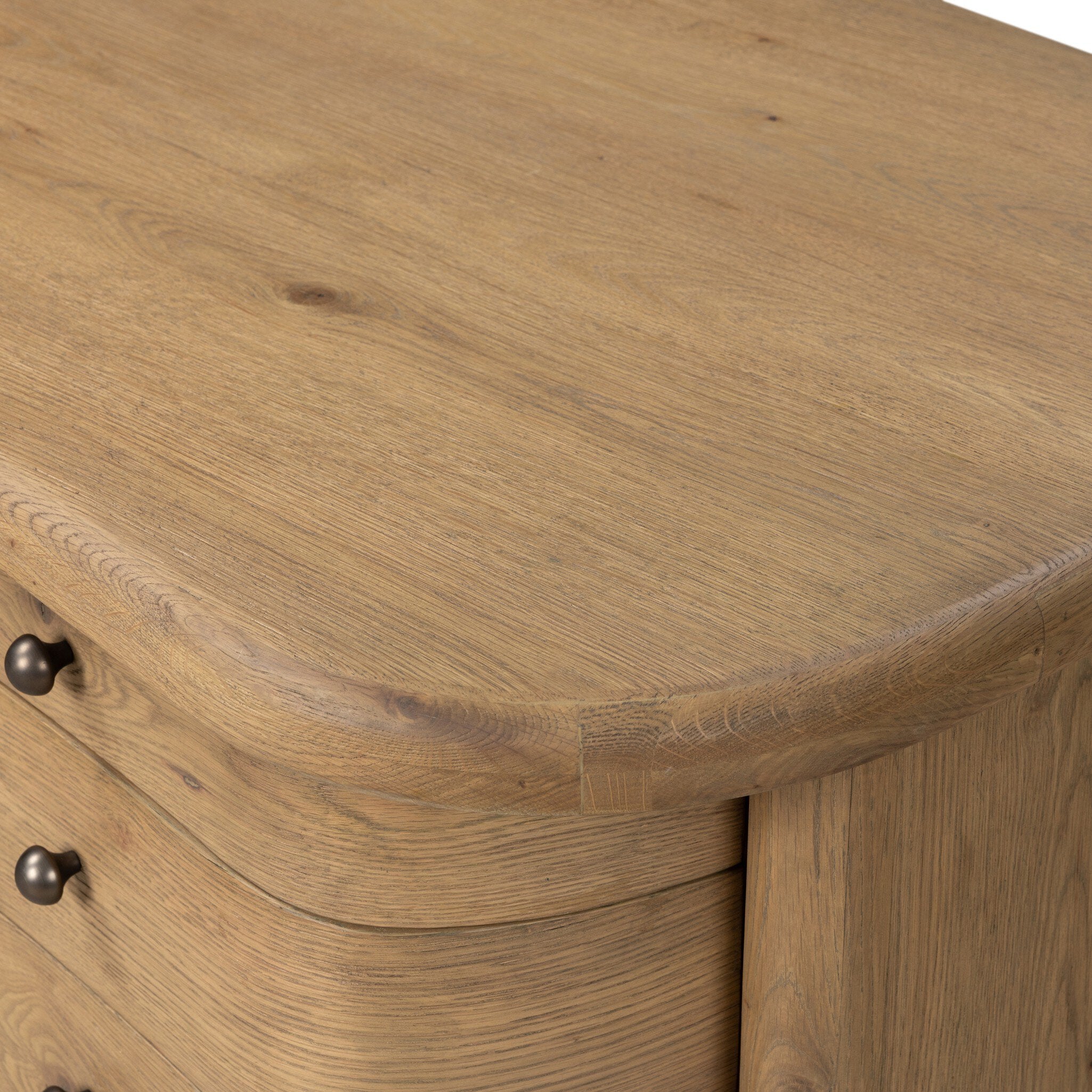 Four Hands Roan Aged Smoked Oak Desk close-up detail 2