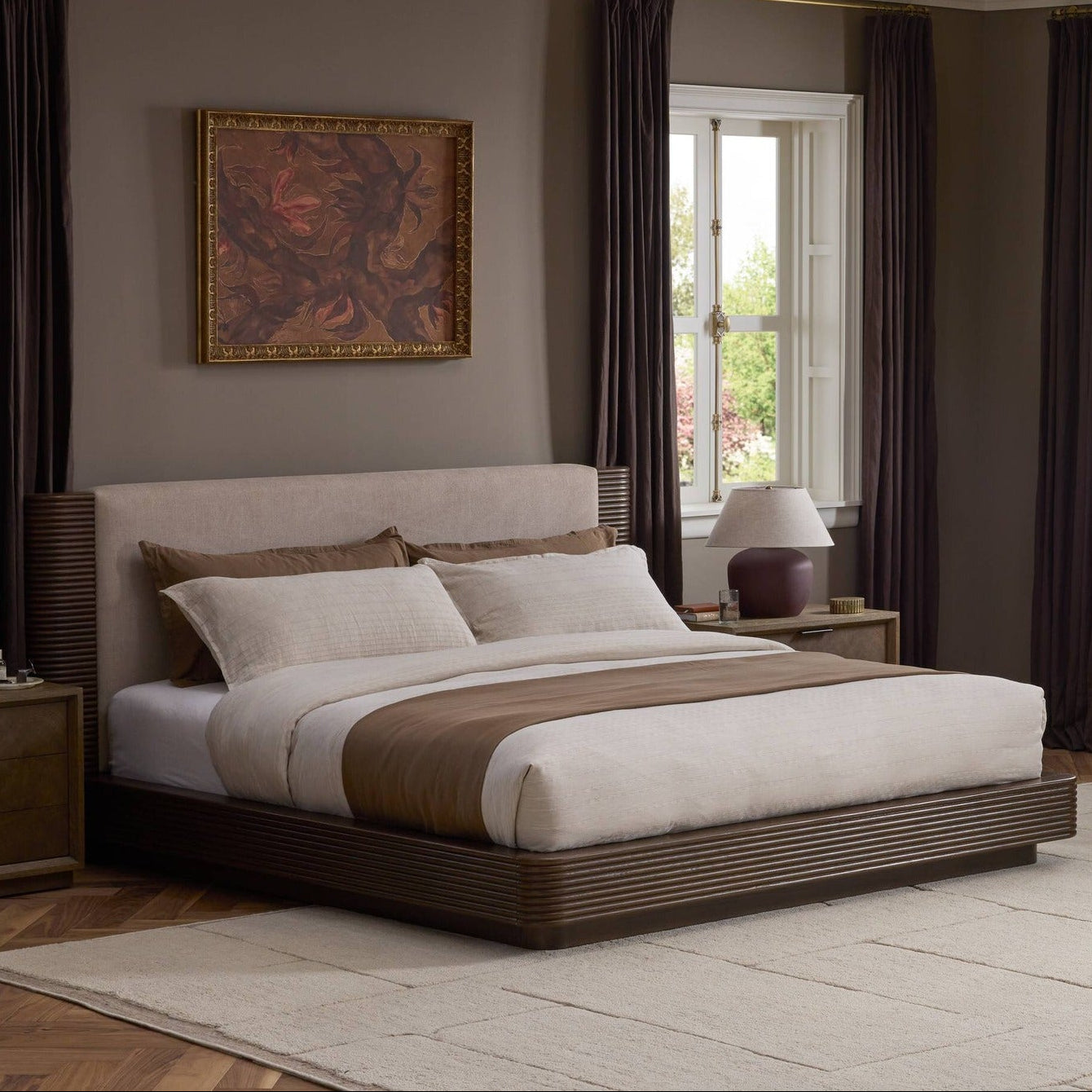 Four Hands Benny Harbor Sand Upholstered Bed