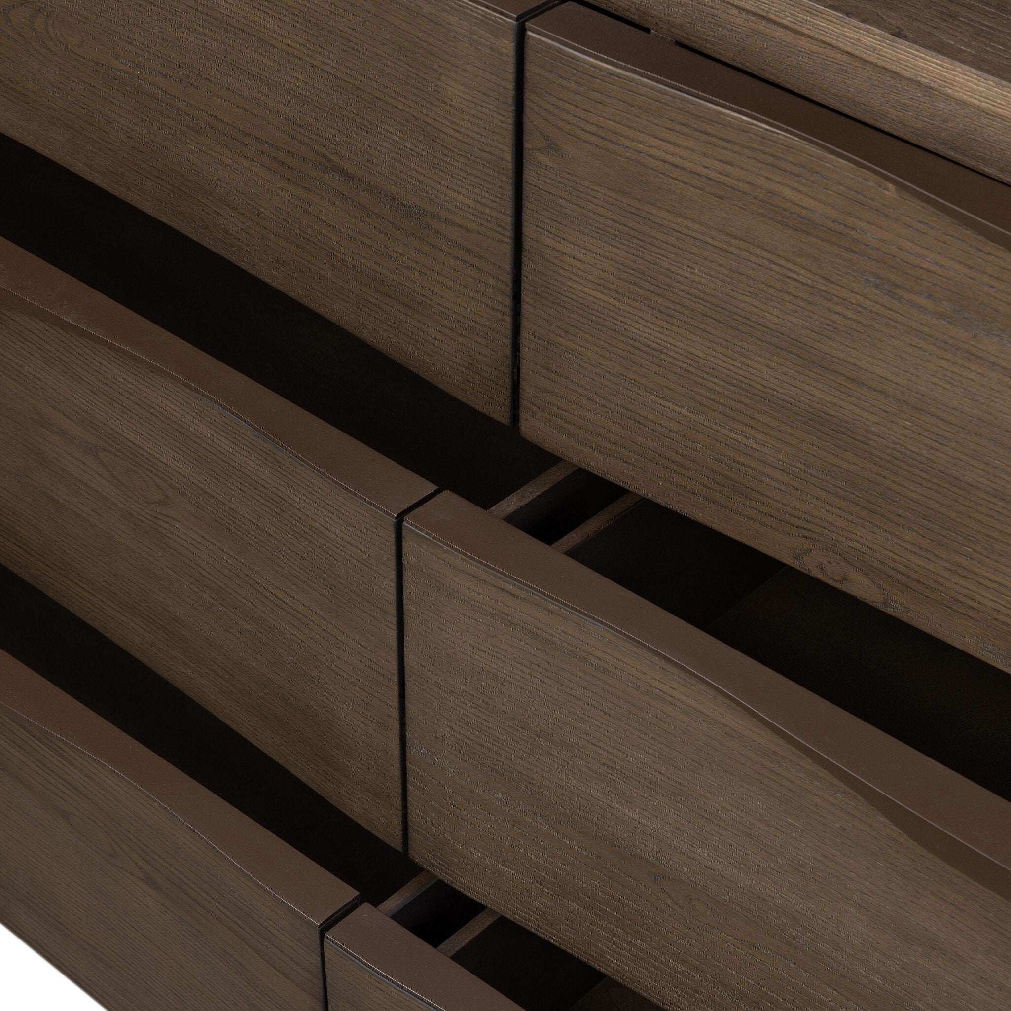 Four Hands Amiro Tumble Brown Ash 6 Drawer Dresser close-up detail 4