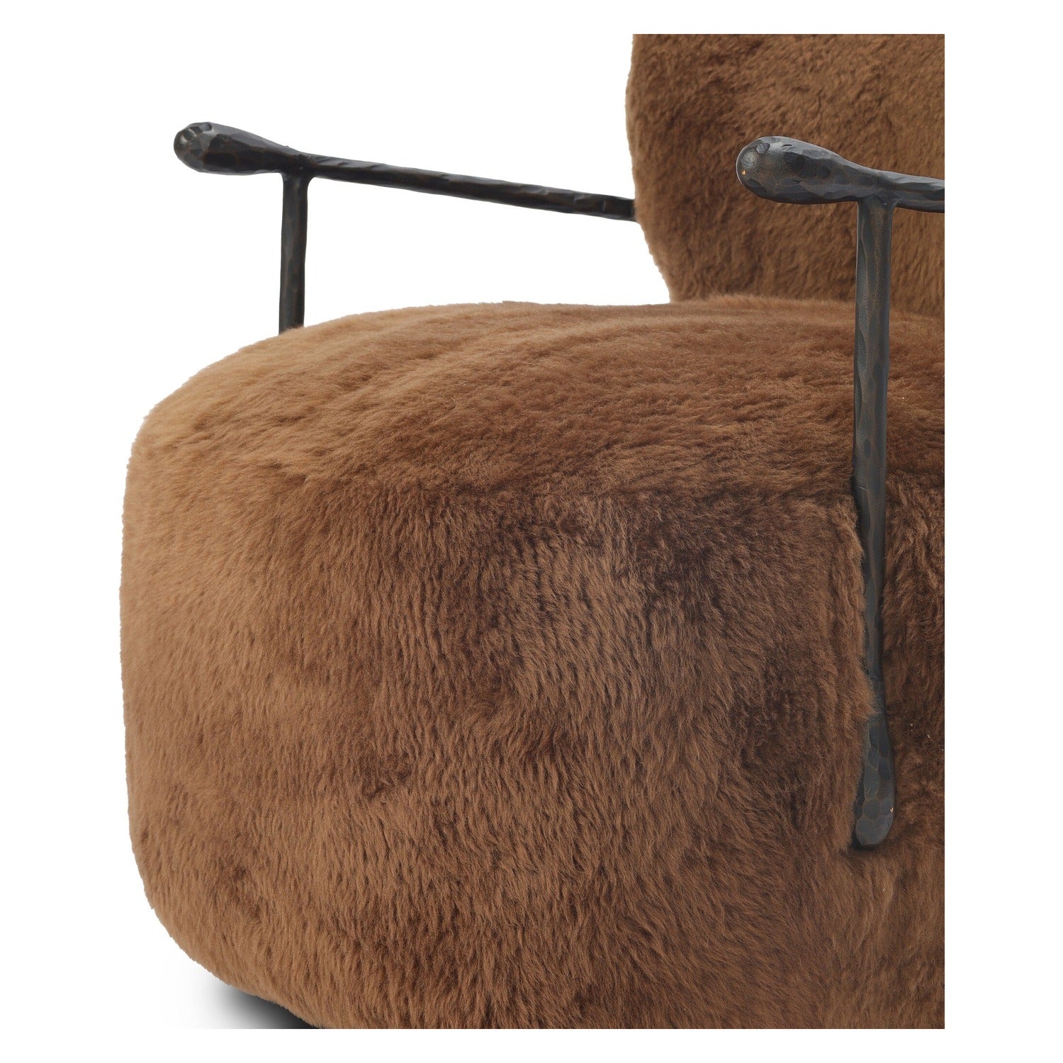 Four Hands Plath Ochre Shearling Swivel Chair