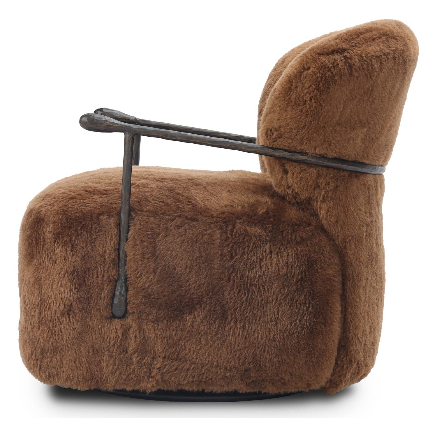Four Hands Plath Ochre Shearling Swivel Chair
