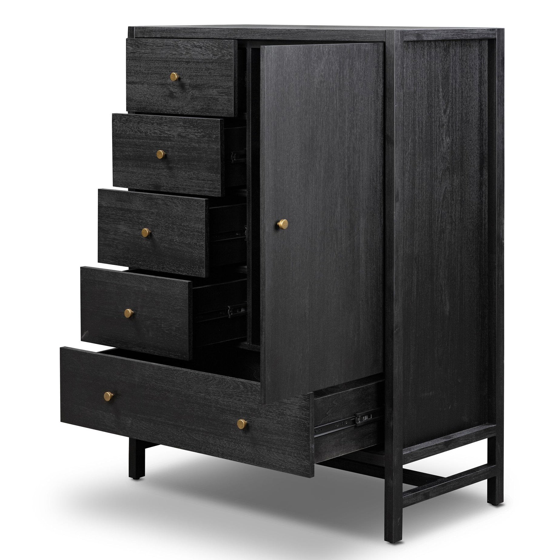 Four Hands Sullivan Black Acacia Chest - storage detail