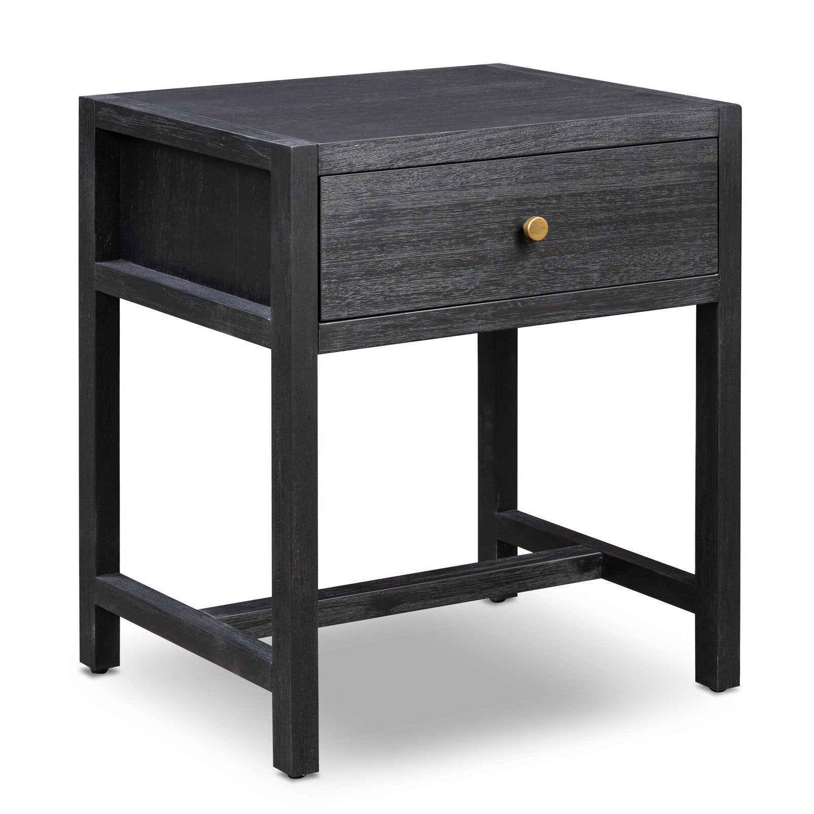 Four Hands Sullivan Black Acacia Small Nightstand - styled view