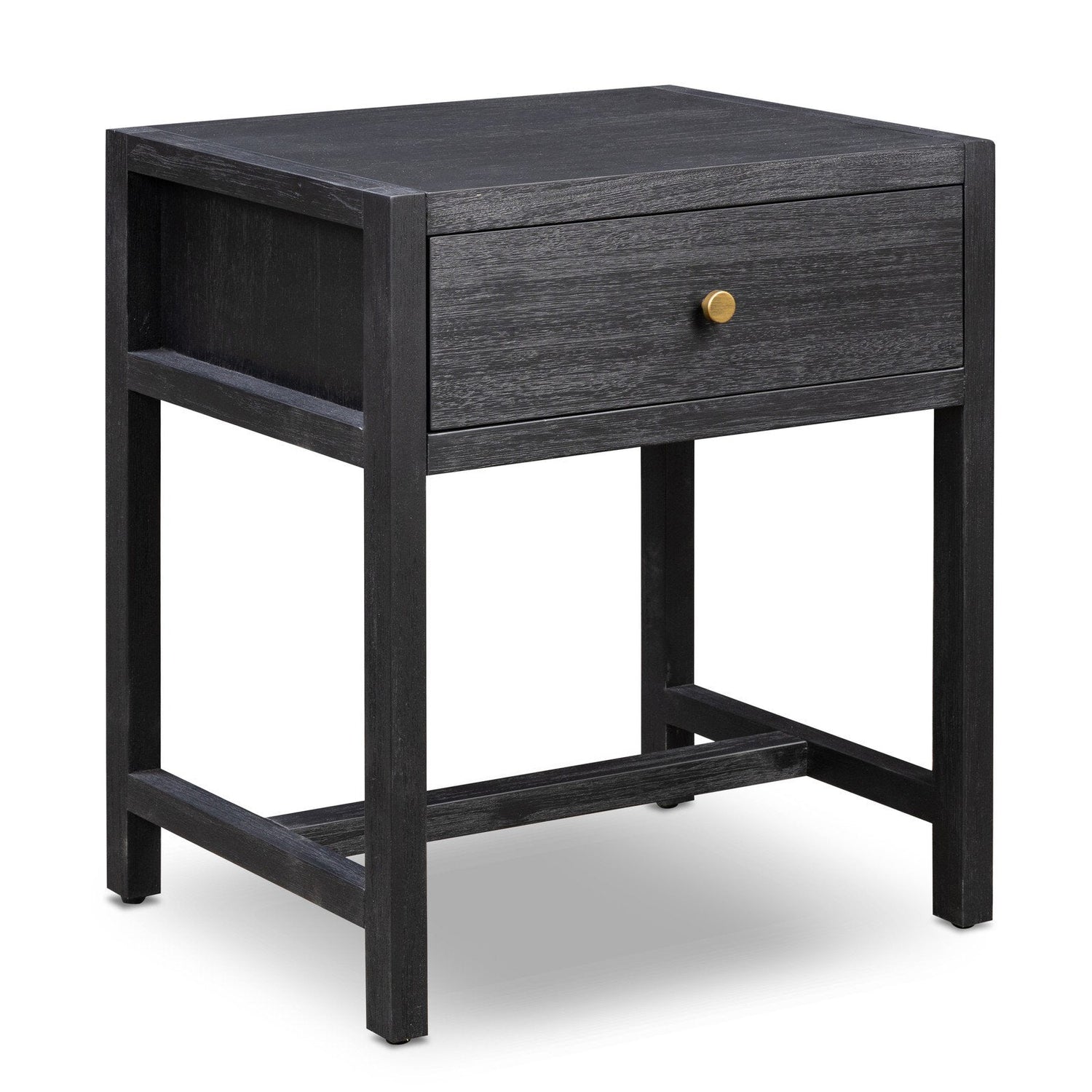 Four Hands Sullivan Black Acacia Small Nightstand - styled view