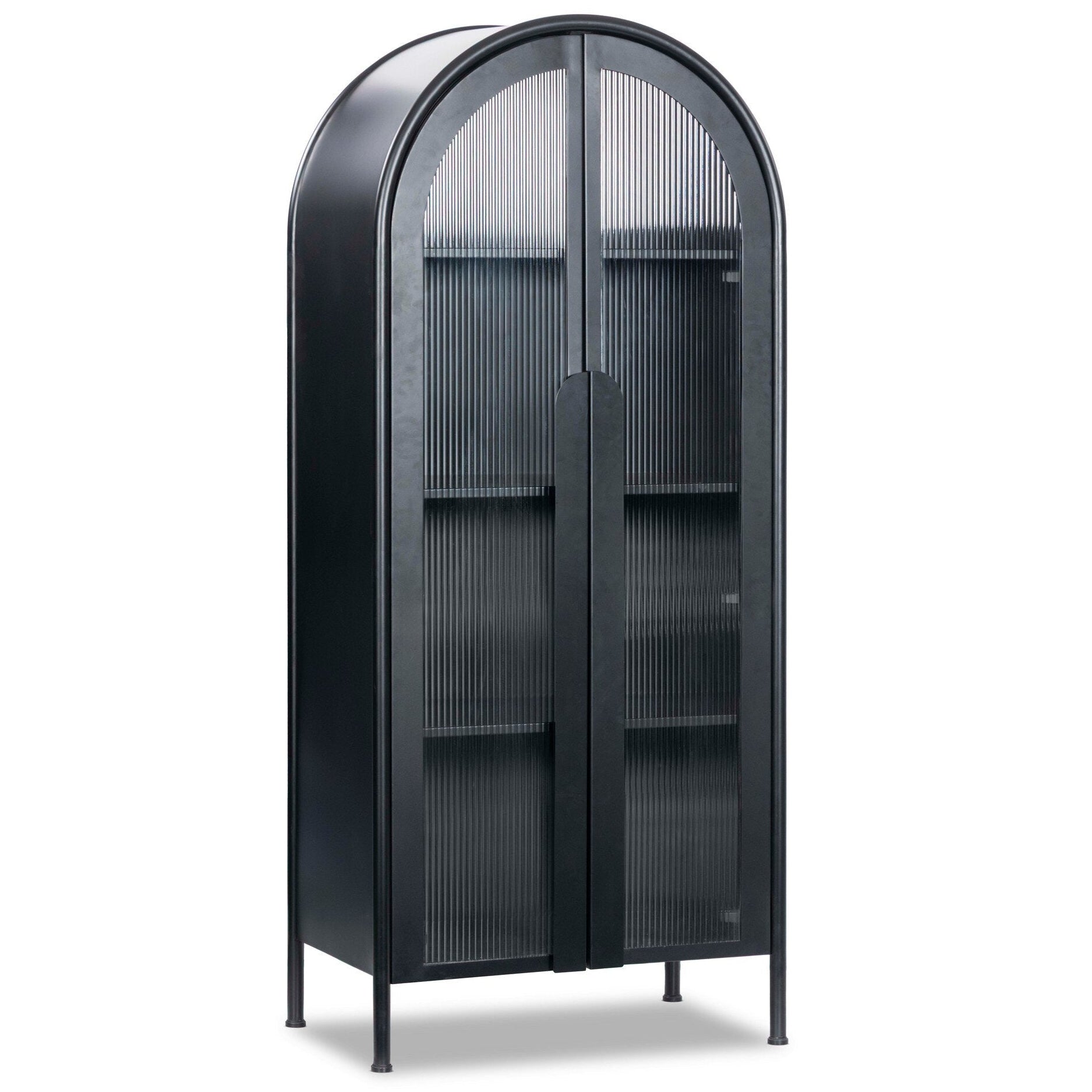 Four Hands Isamaya Matte Ink Iron Cabinet - styled view