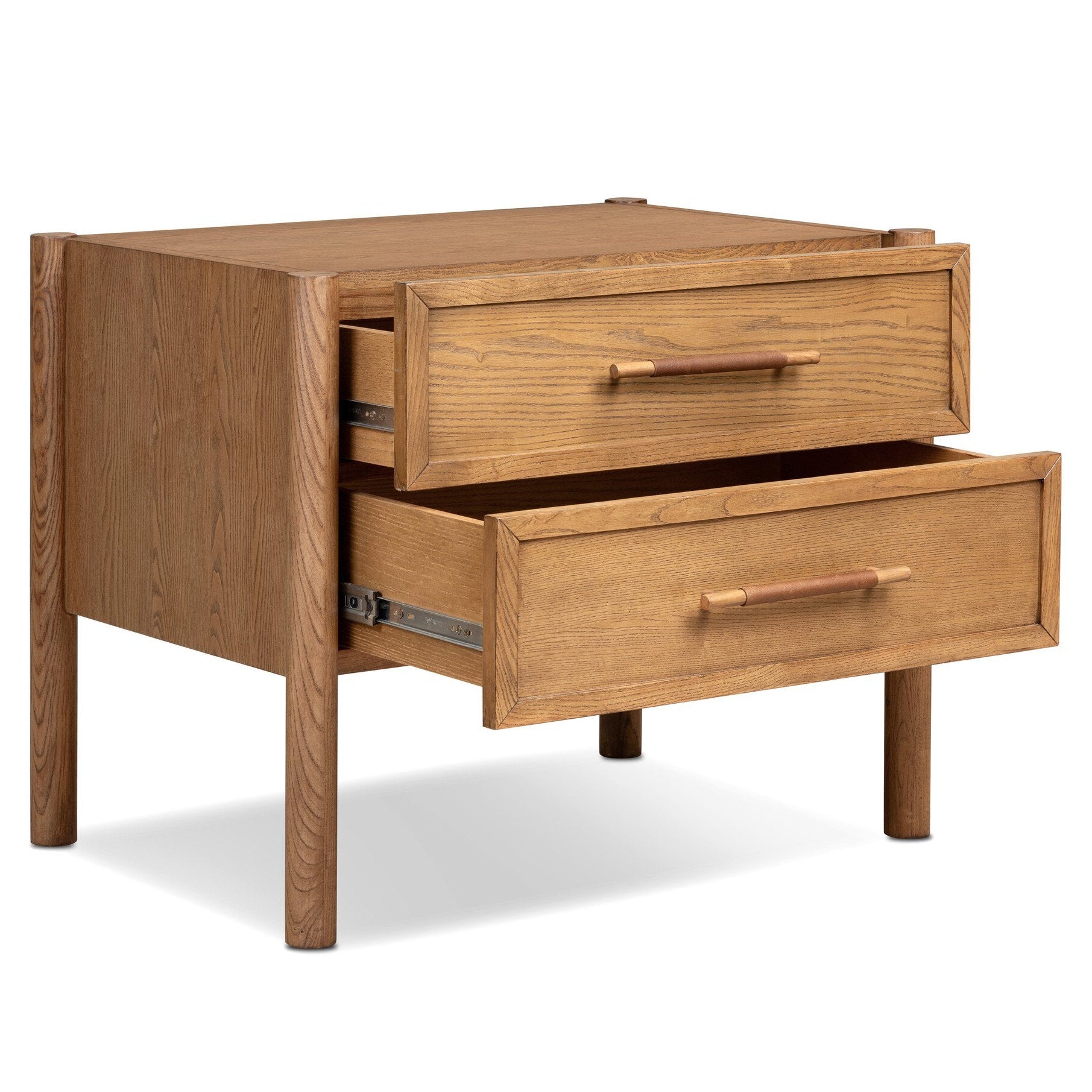 Four Hands Salado Natural Ash 2 Drawer Nightstand - storage detail