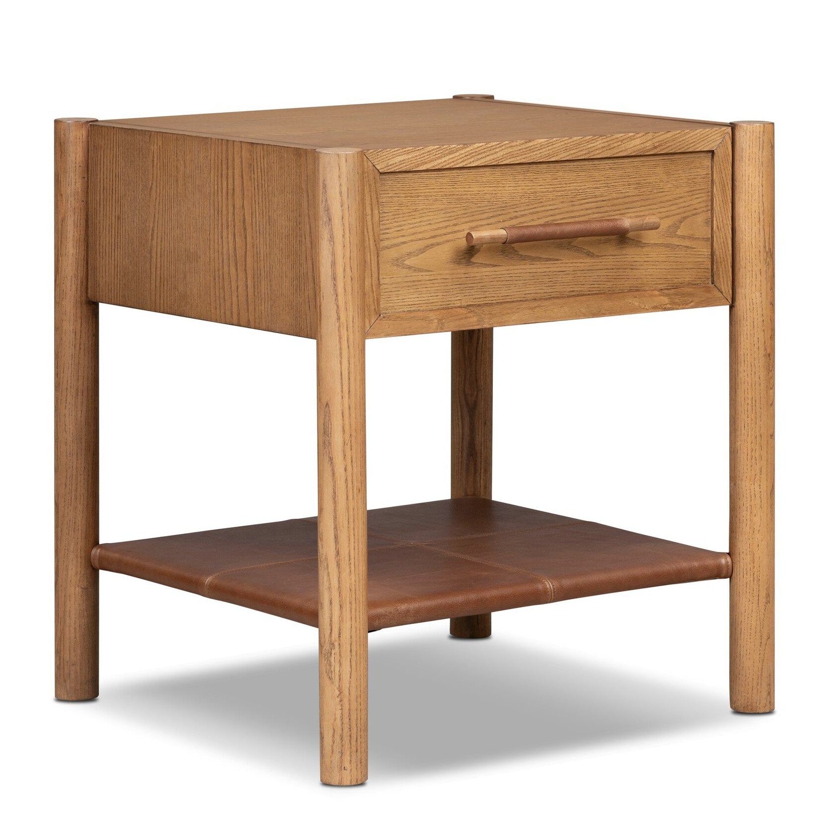 Four Hands Salado Natural Ash 1 Drawer Nightstand - styled view