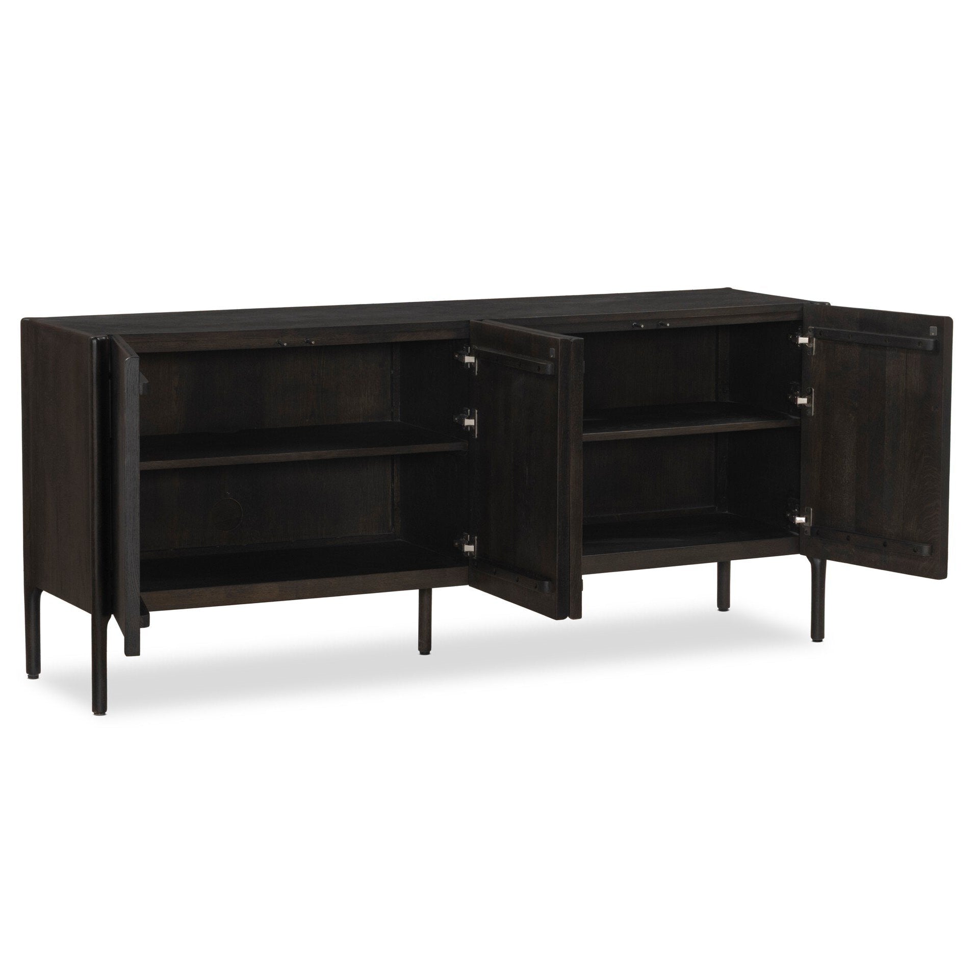 Four Hands Cosgrove Espresso Oak Sideboard shown open
