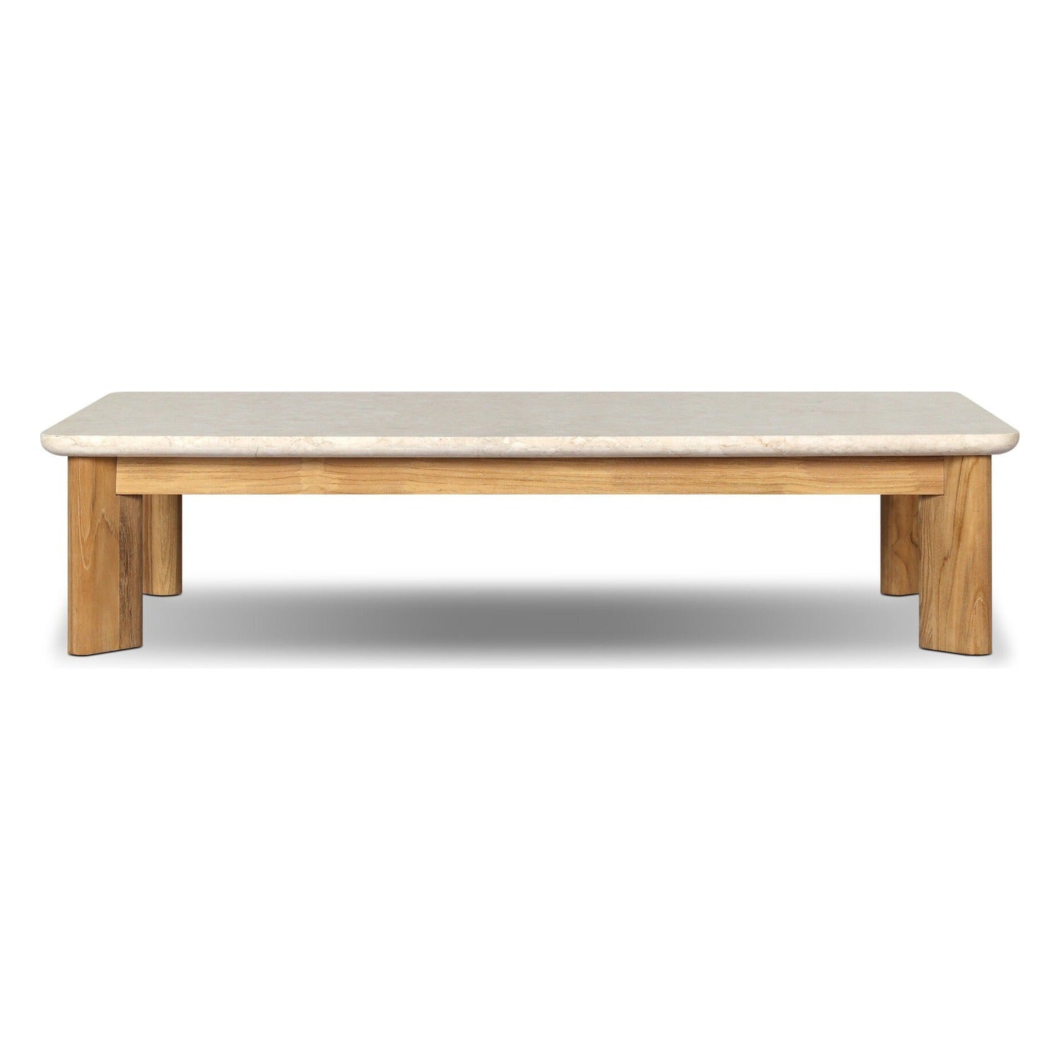 Four Hands Sterling Beige Fossil Outdoor Stone Coffee Table