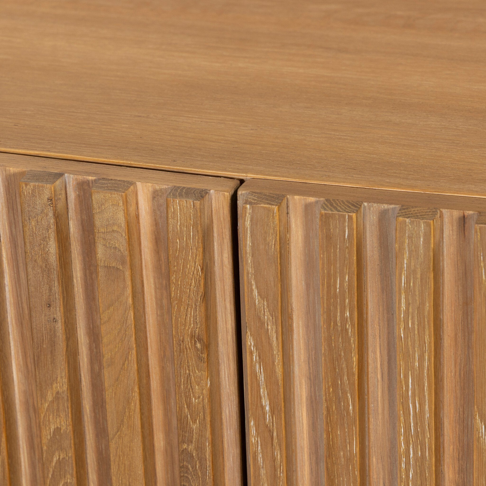 Four Hands Tristan Light Natural Oak Media Console construction close-up