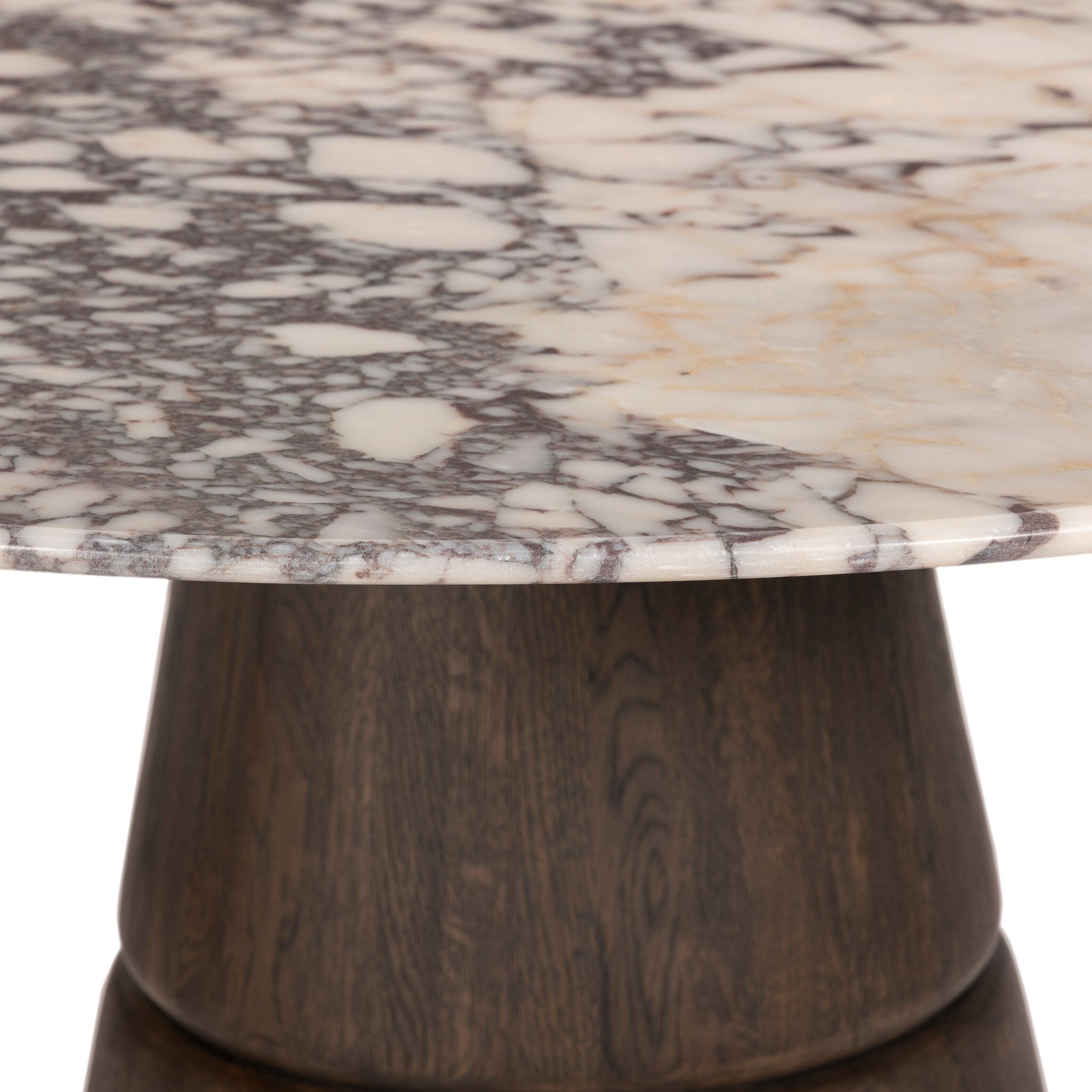 Four Hands Lino Calacatta Viola Marble Dining Table finish close-up