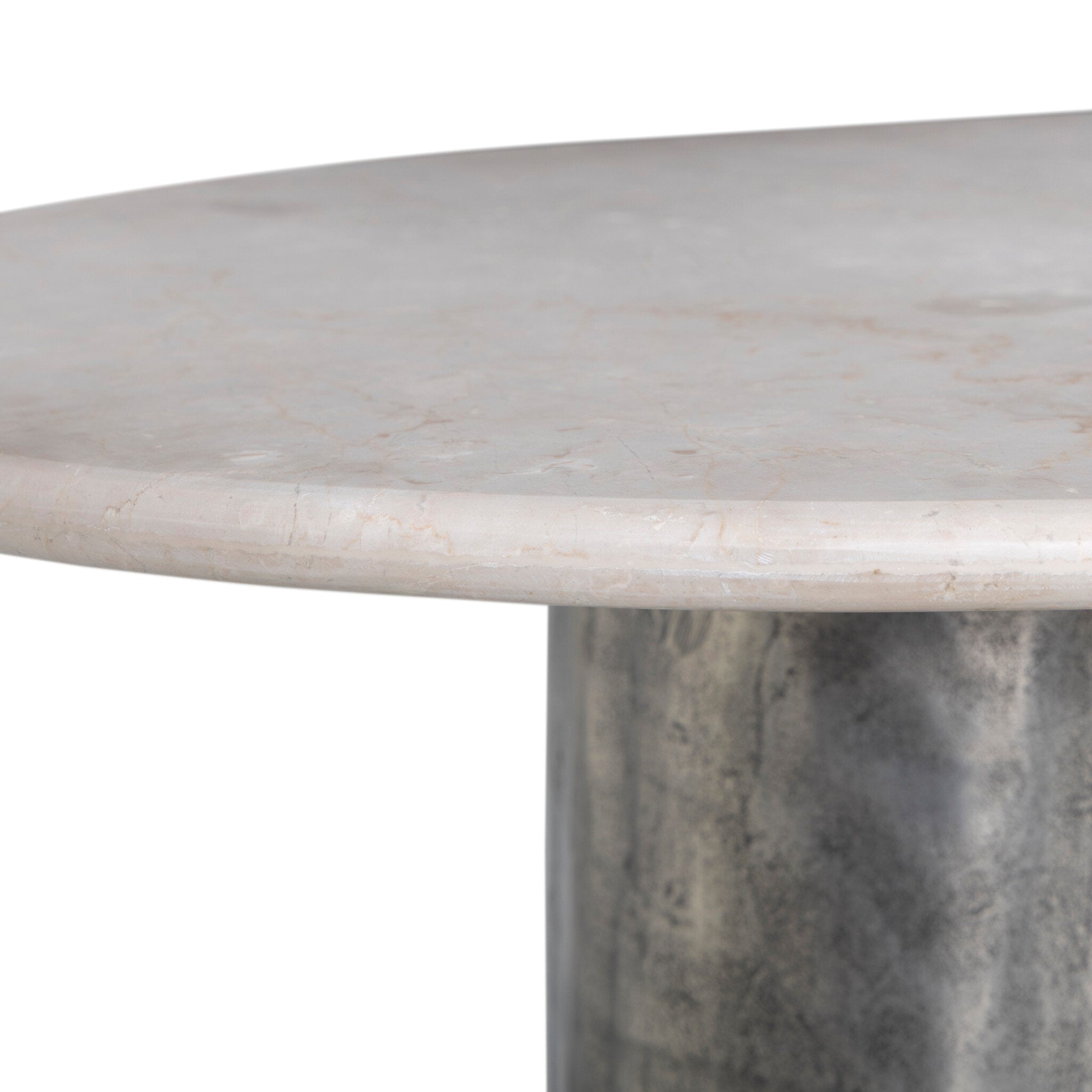 Four Hands Rhys Ecru Marble Dining Table close-up detail