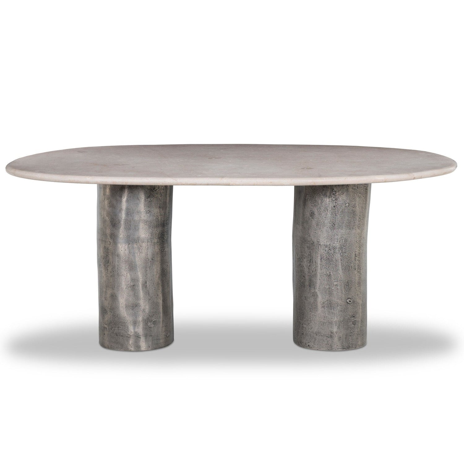 Four Hands Rhys Ecru Marble Dining Table front view
