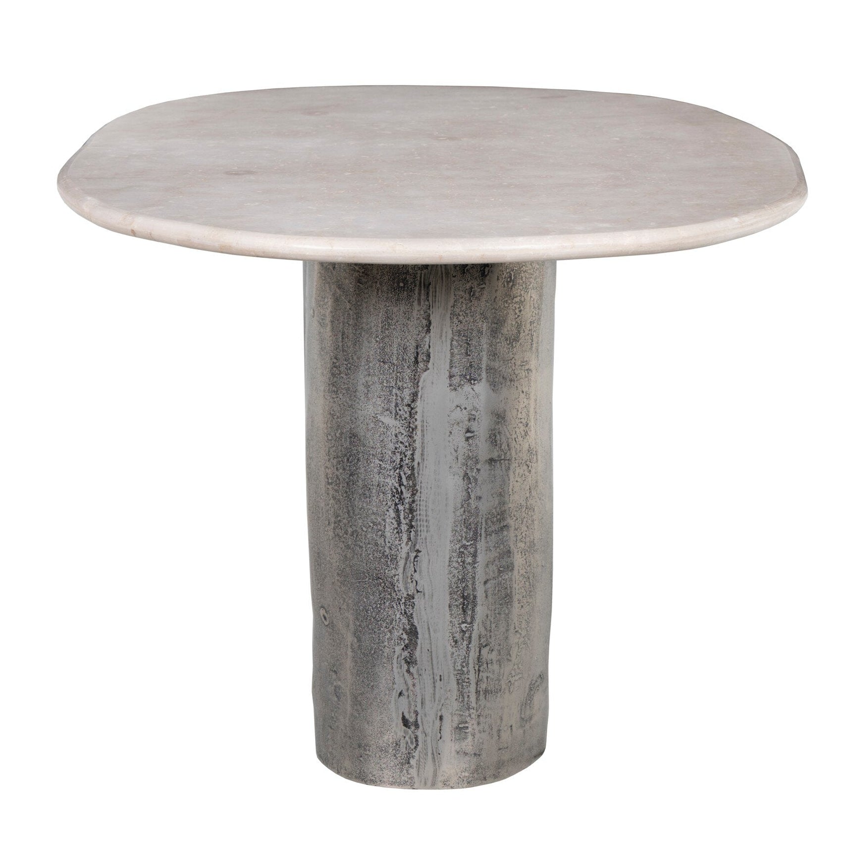 Four Hands Rhys Ecru Marble Dining Table side view