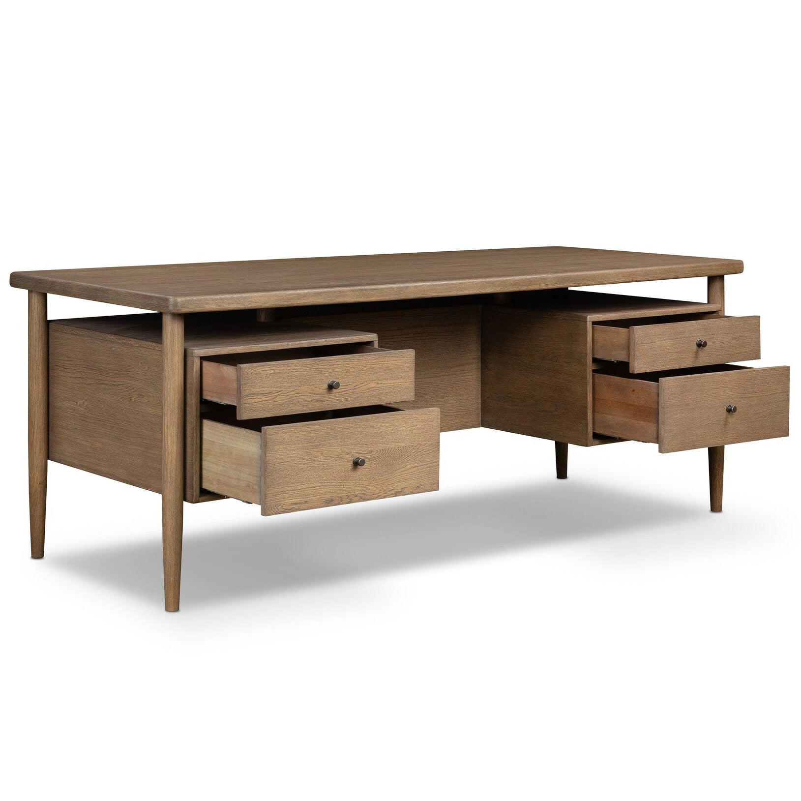 Four Hands Archer Toasted Brown Oak Desk open view