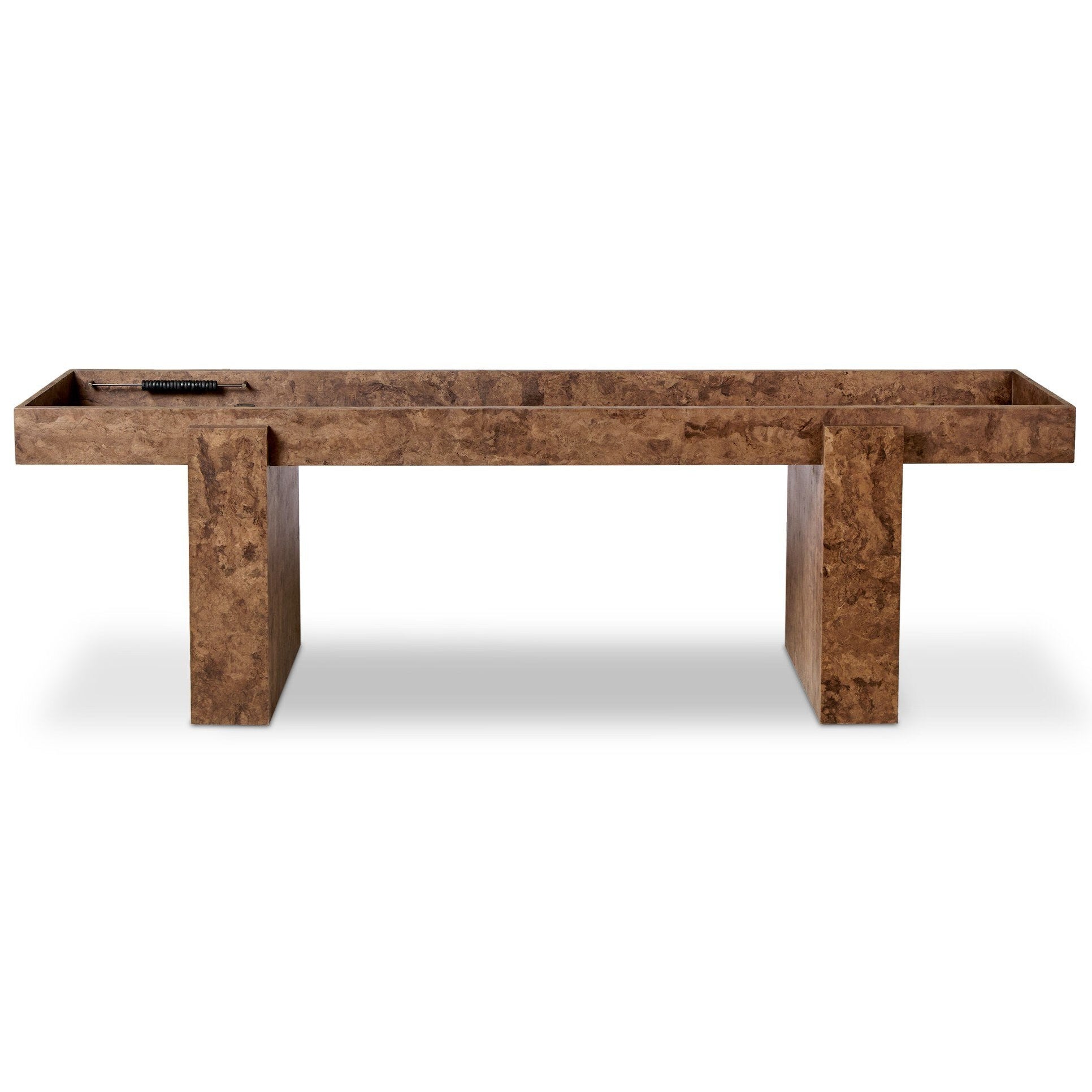 Four Hands Brote Dark Bark Paper Shuffleboard Table front view