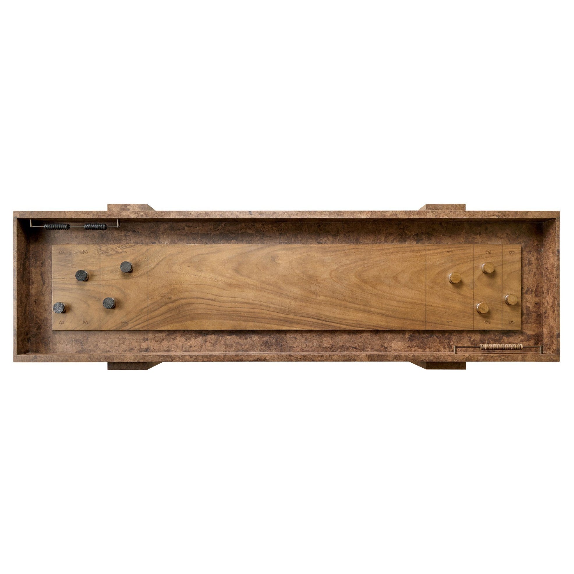 Four Hands Brote Dark Bark Paper Shuffleboard Table top view