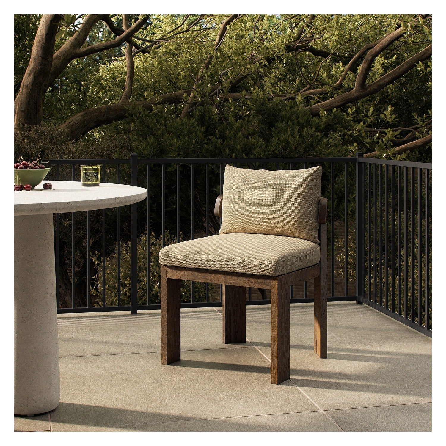 Four Hands Jackson Ellor Beige Outdoor Armless Dining Chair Set of 2