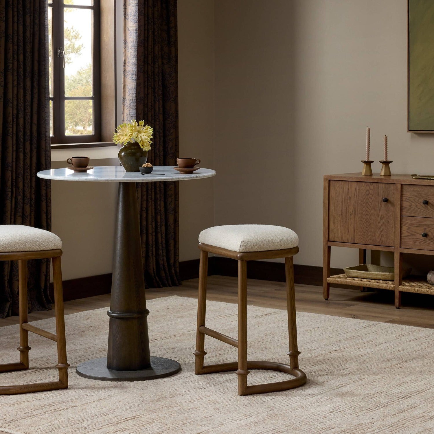 Four Hands Royce Charter Oatmeal Backless Counter Stool Set of 2