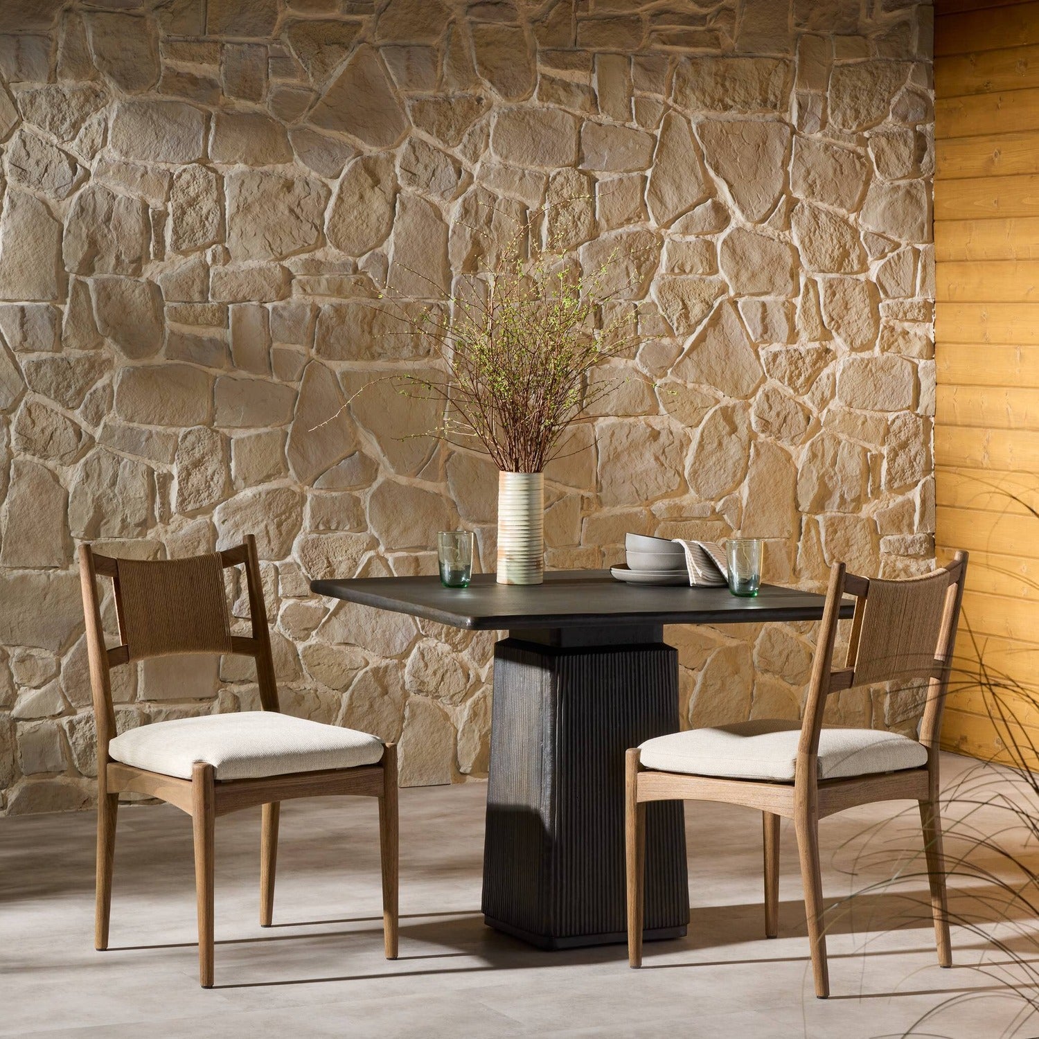 Four Hands Haddon Ellor Beige Outdoor Dining Chair Set of 2