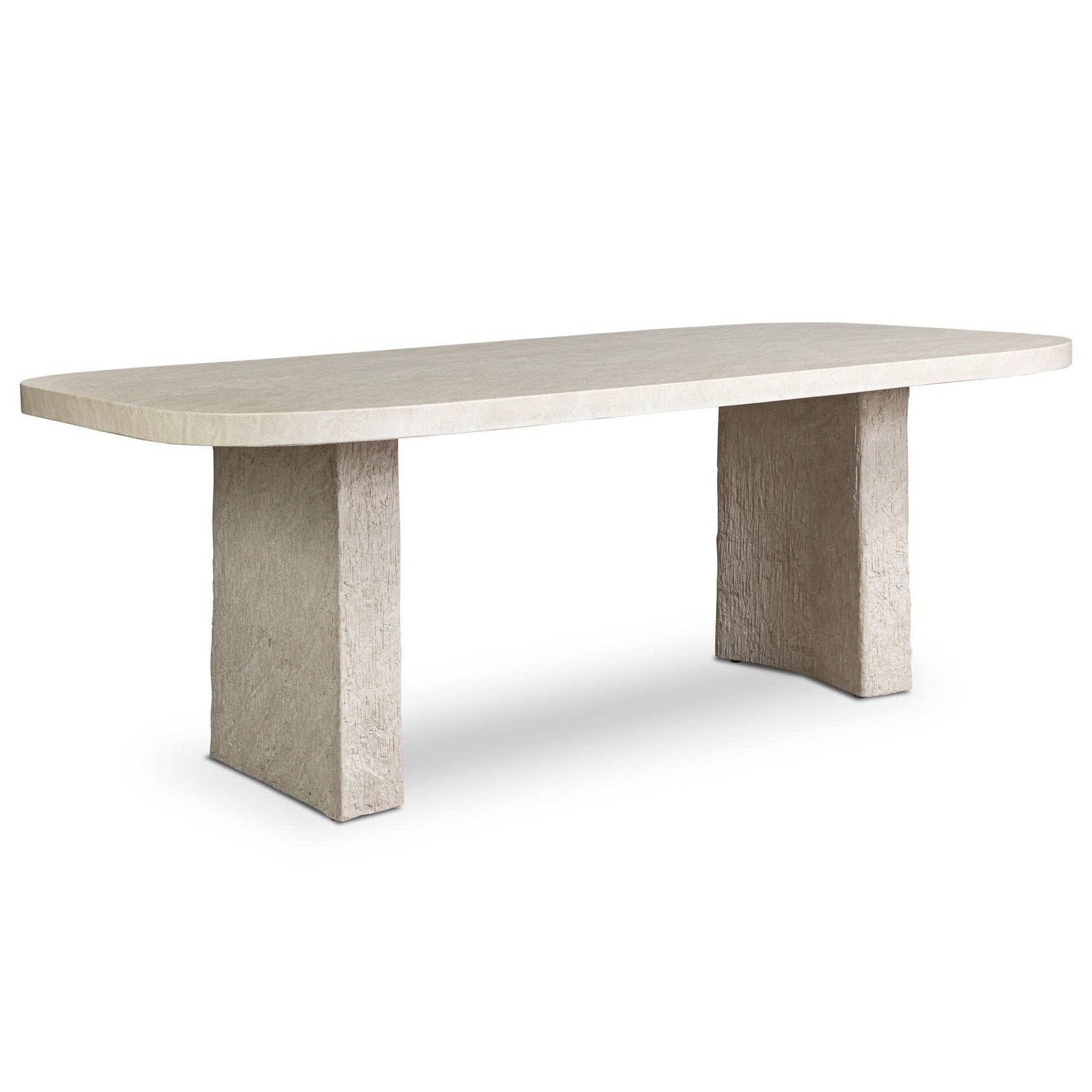 Four Hands Alessandro Smooth Quarried Cream Concrete Outdoor Dining Table styled setting