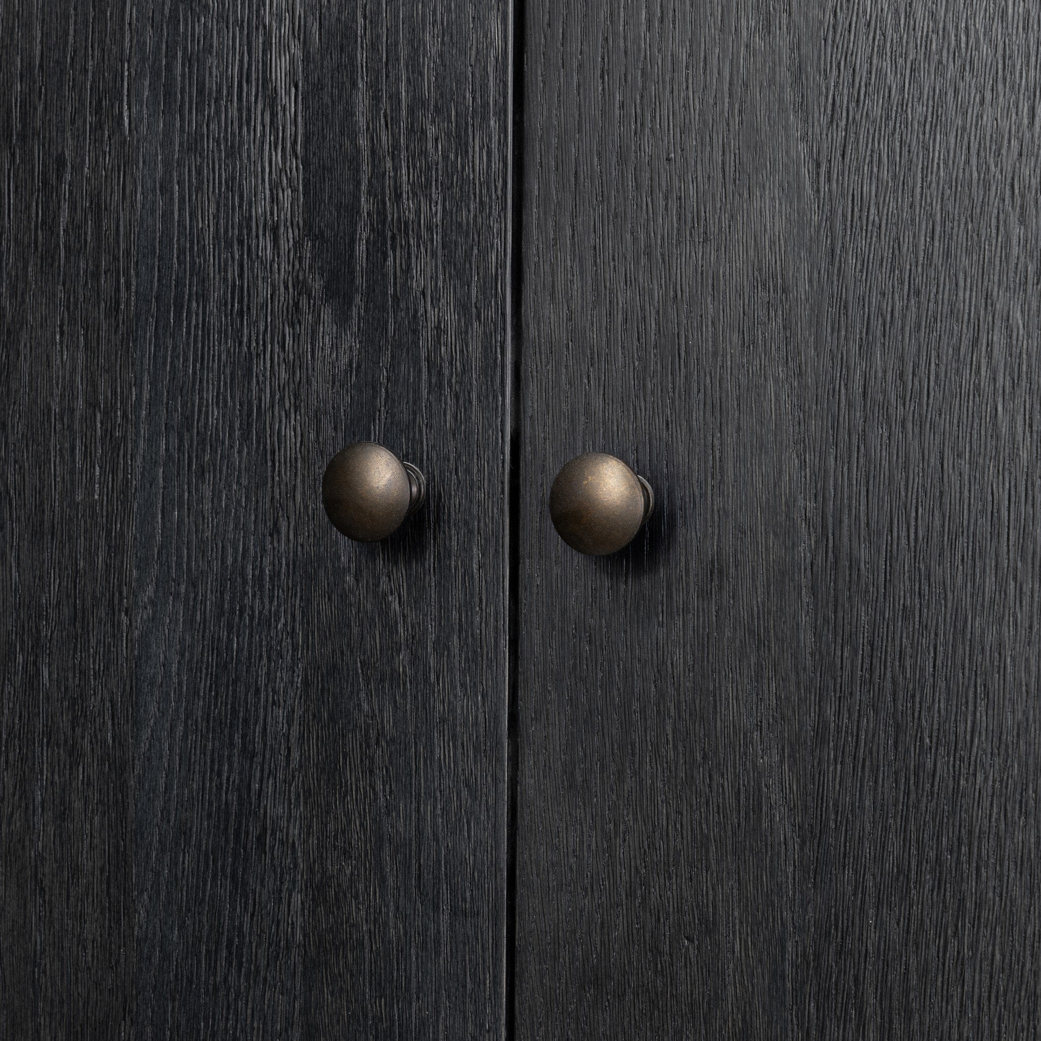 Four Hands Anthem Black Wash Oak Bath Storage material and finish detail