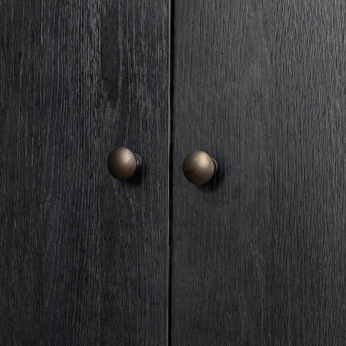 Four Hands Anthem Black Wash Oak Bath Storage material and finish detail