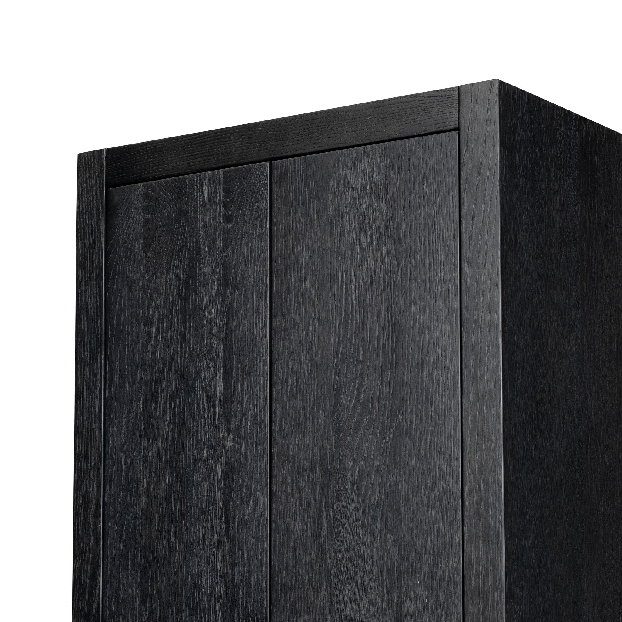 Four Hands Anthem Black Wash Oak Bath Storage texture close-up