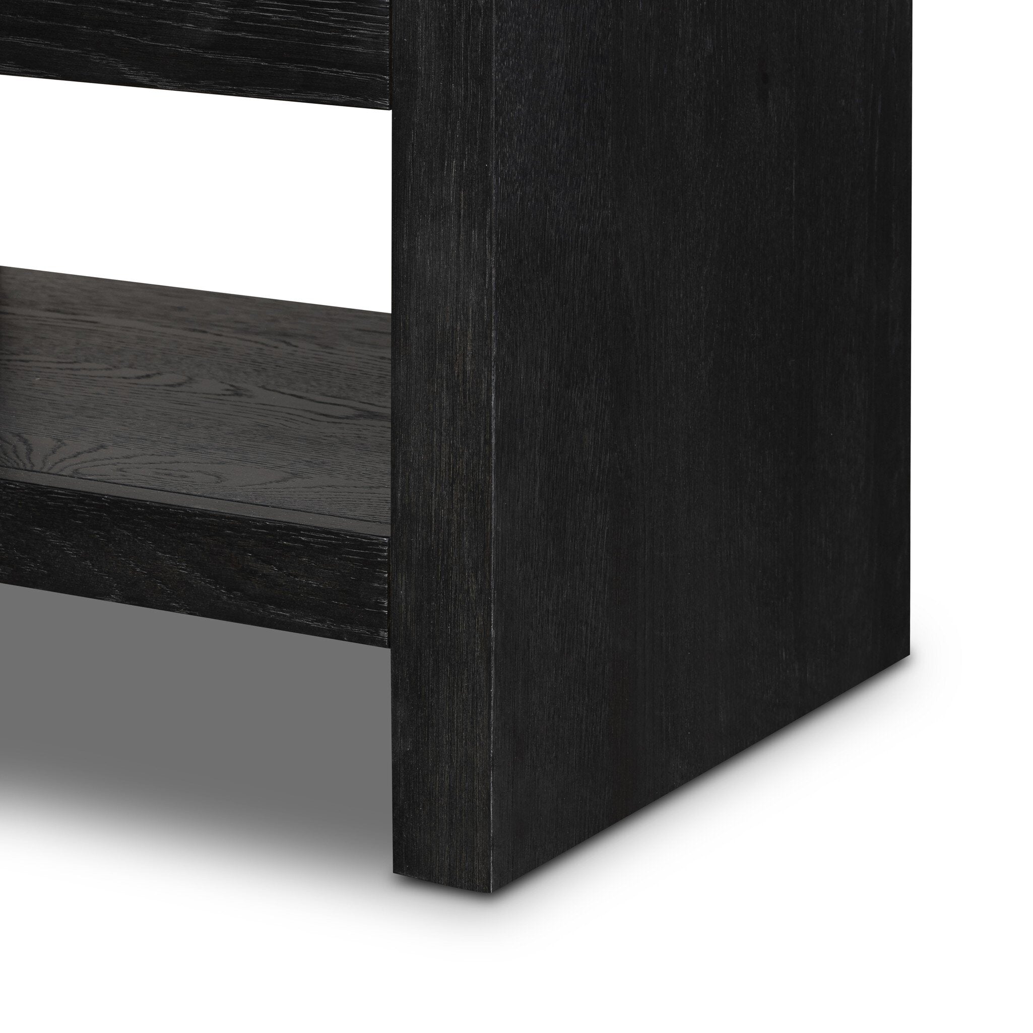 Four Hands Anthem Black Wash Oak Bath Storage craftsmanship detail