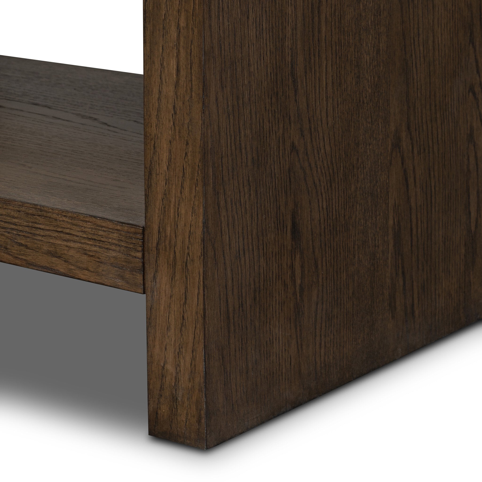 Four Hands Anthem Satin Espresso Oak Bath Storage texture close-up