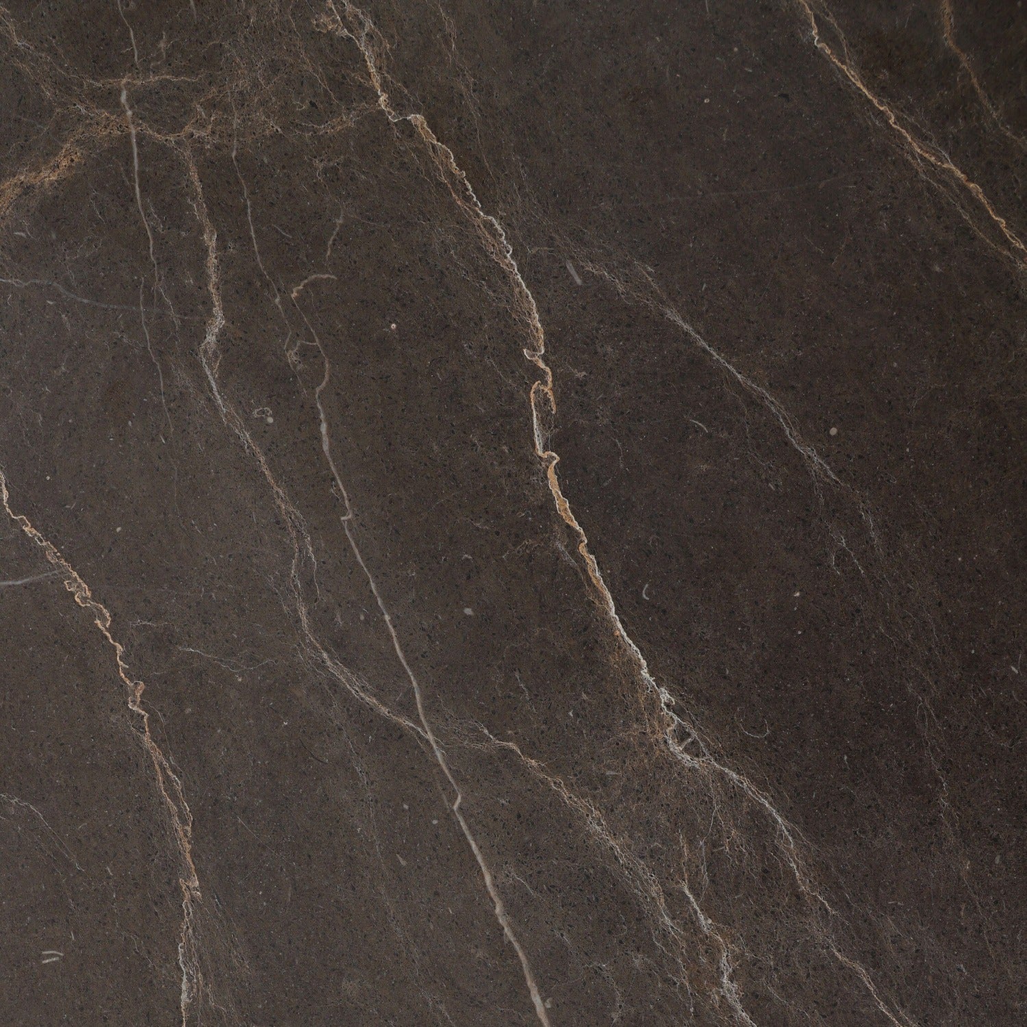 Four Hands Tovae Stained Saddle Brown Dresser with honed coffee marble top, close-up detail view 5